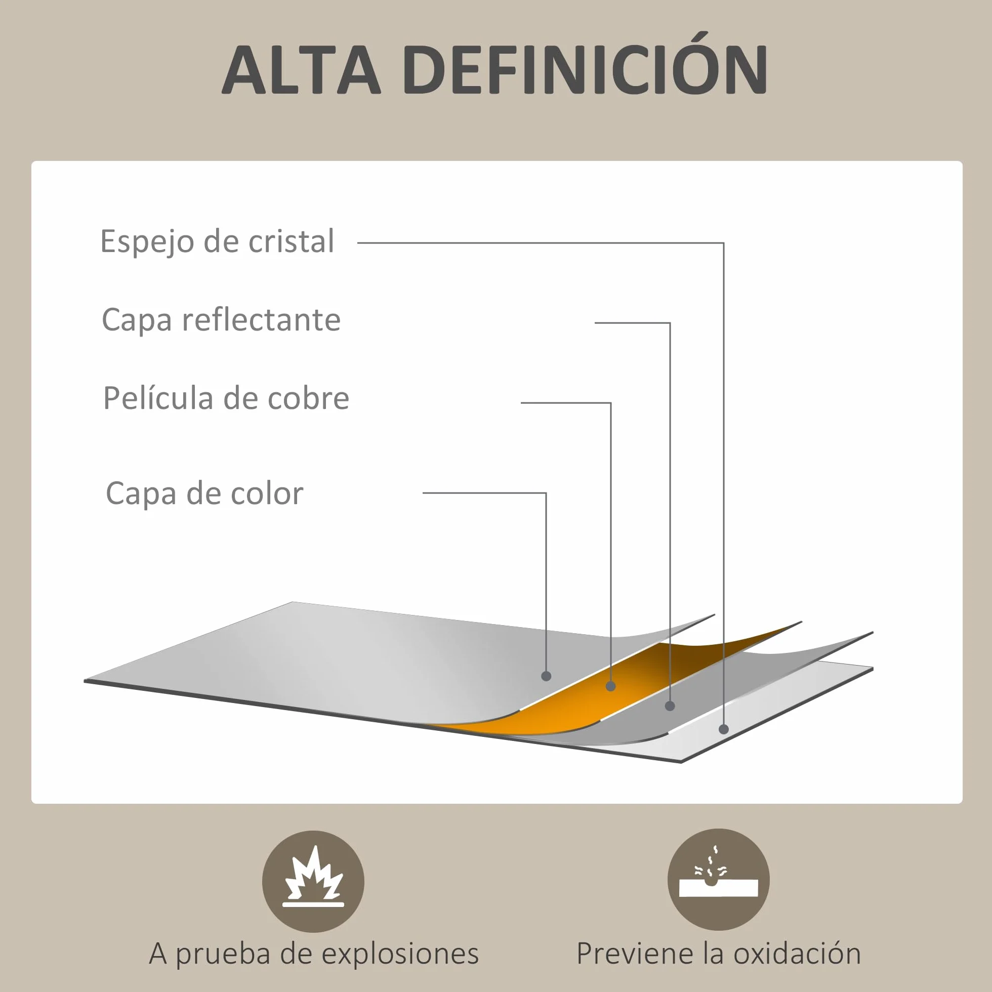 HOMCOM Espejo de Pared, 70x50 cm, Espejo de Baño Rectangular, Decorativo para Salón, Entrada, Pasillo, Horizontal o Vertical, Negro