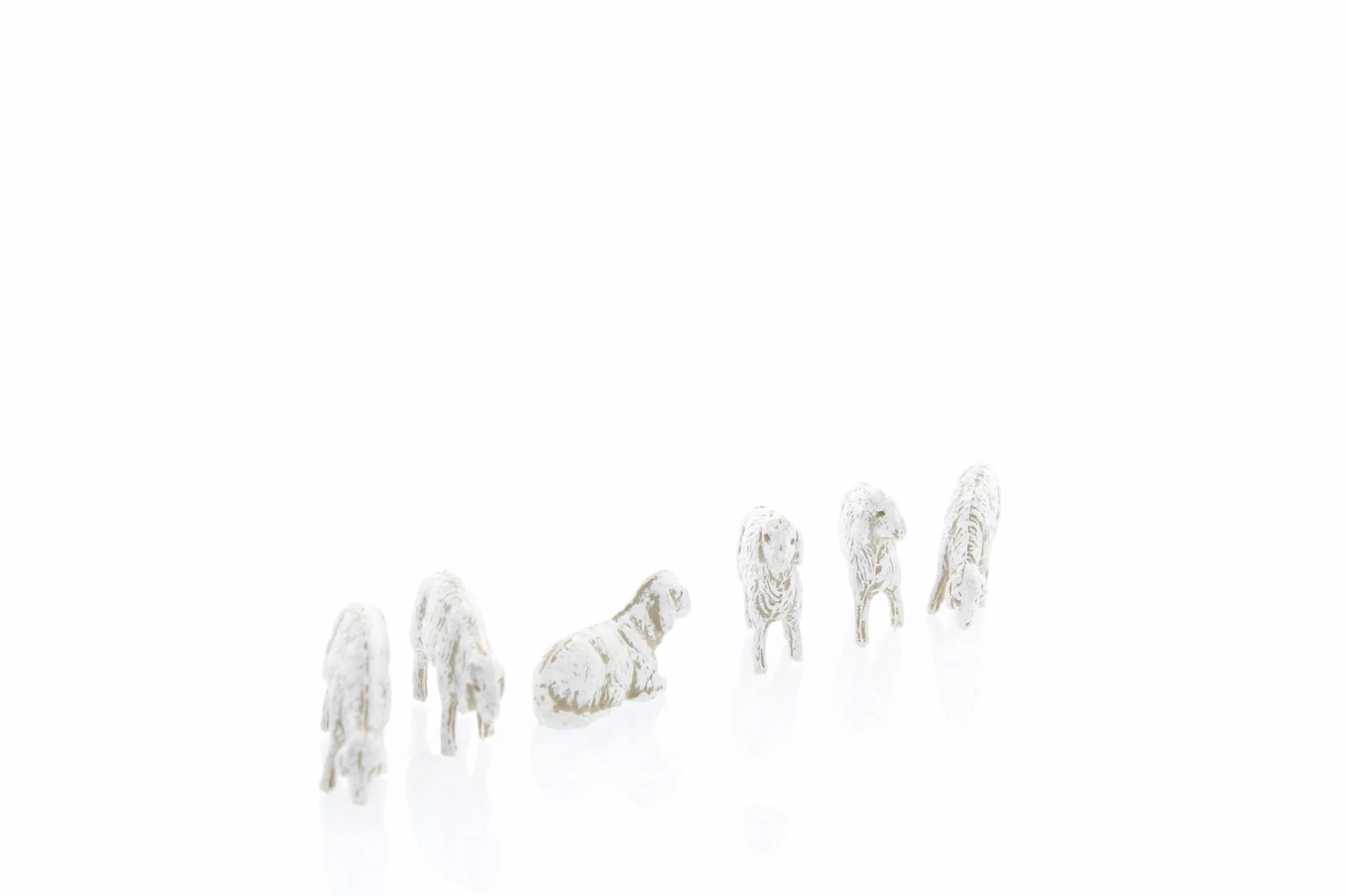Moranduzzo Juego de 6 Ovejas para Belén de 6 cm – Mini 6 – Escala 1:32, Figuras Irrompibles, Acabadas a Mano, Escultor M. Landi, Made in Italy