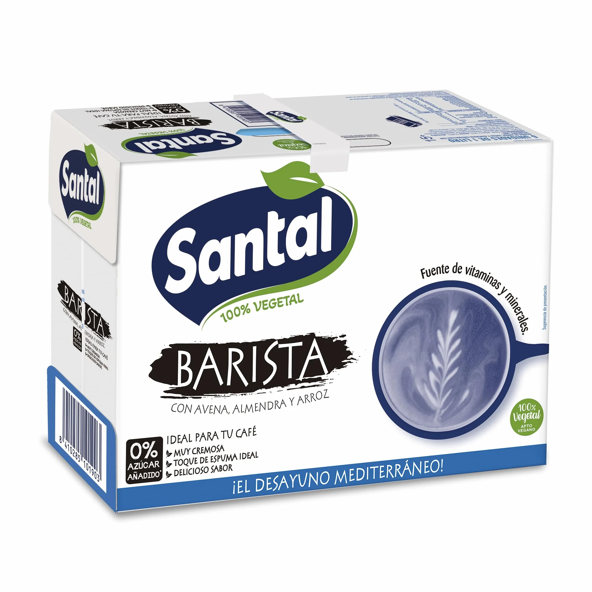 Santal Bebida Vegetal Barista Almendra Avena Arroz Sin Azúcares Añadidos Alternativa Leche Pack 6 x 1 Litro