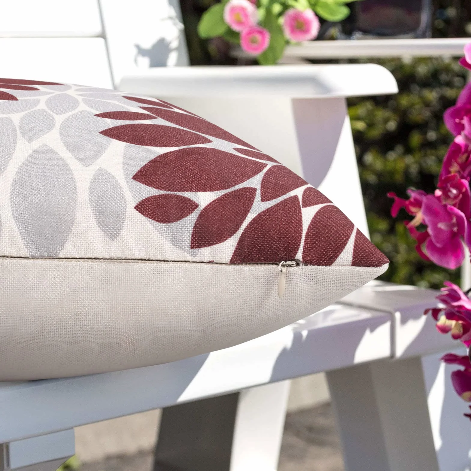 Serento Fundas Cojines 50x50 Flores Primavera Rojo Exterior Impermeable Funda de Almohada Cuadrada Lino Juego de 4