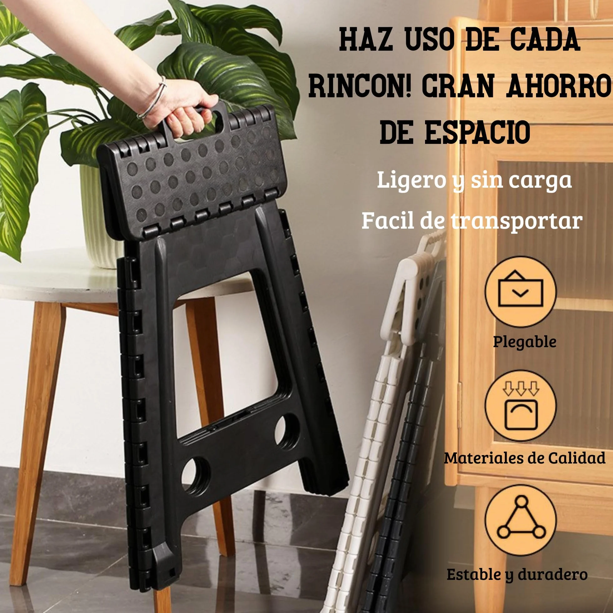 Taburete Plegable con escalón, Taburete niños,para Escuelas, Cocina, baño, Dormitorio,soportar hasta 150kg (Azul, 29x22x39cm)
