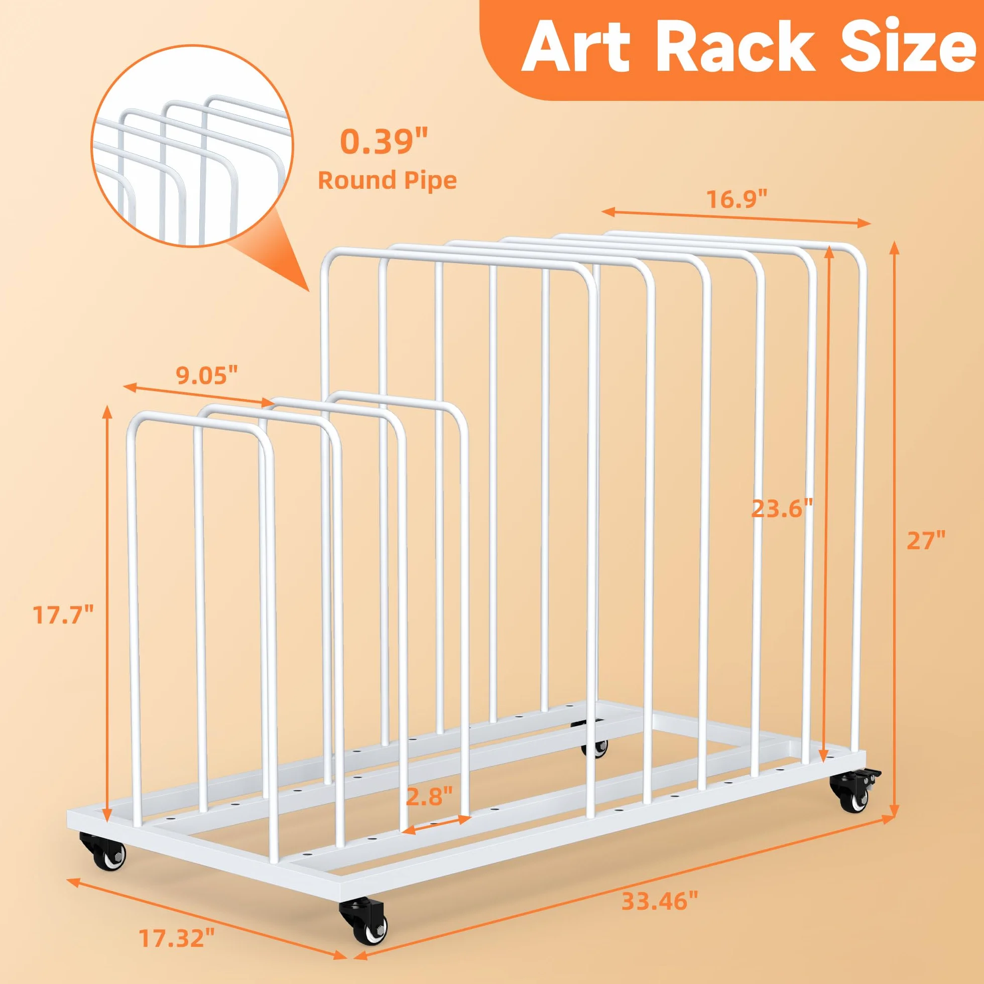uyoyous Estante de secado de arte móvil 85 × 69 × 44 cm estante de secado para arte intervalo ajustable con ruedas freno para obras de arte, impresión, lienzos artísticos (blanco)