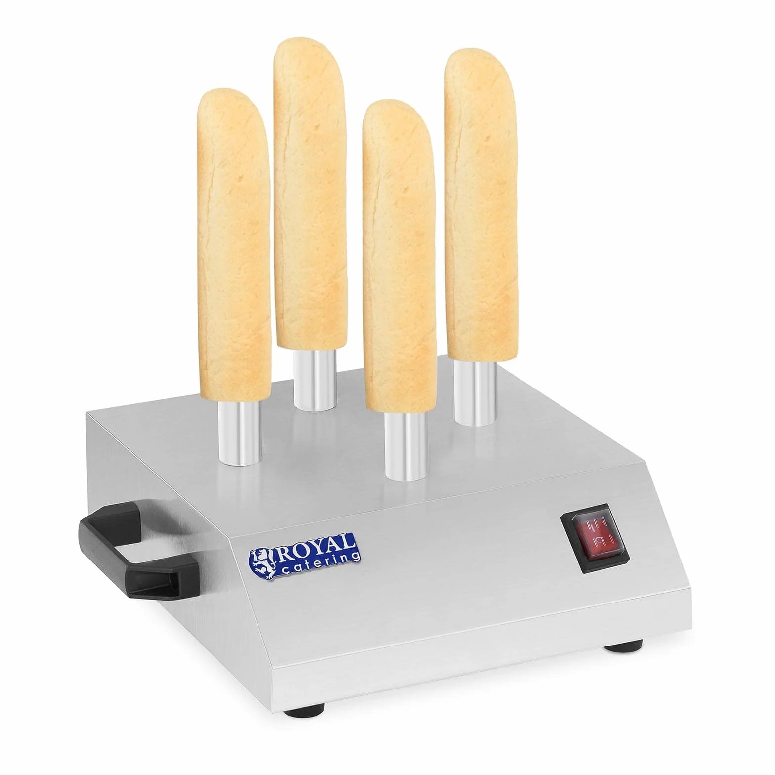 Royal Catering Máquina de Perritos Calientes Hot-Dog Machine 4 Pinchos RCHW-200 200 W 230 V Acero inoxidable