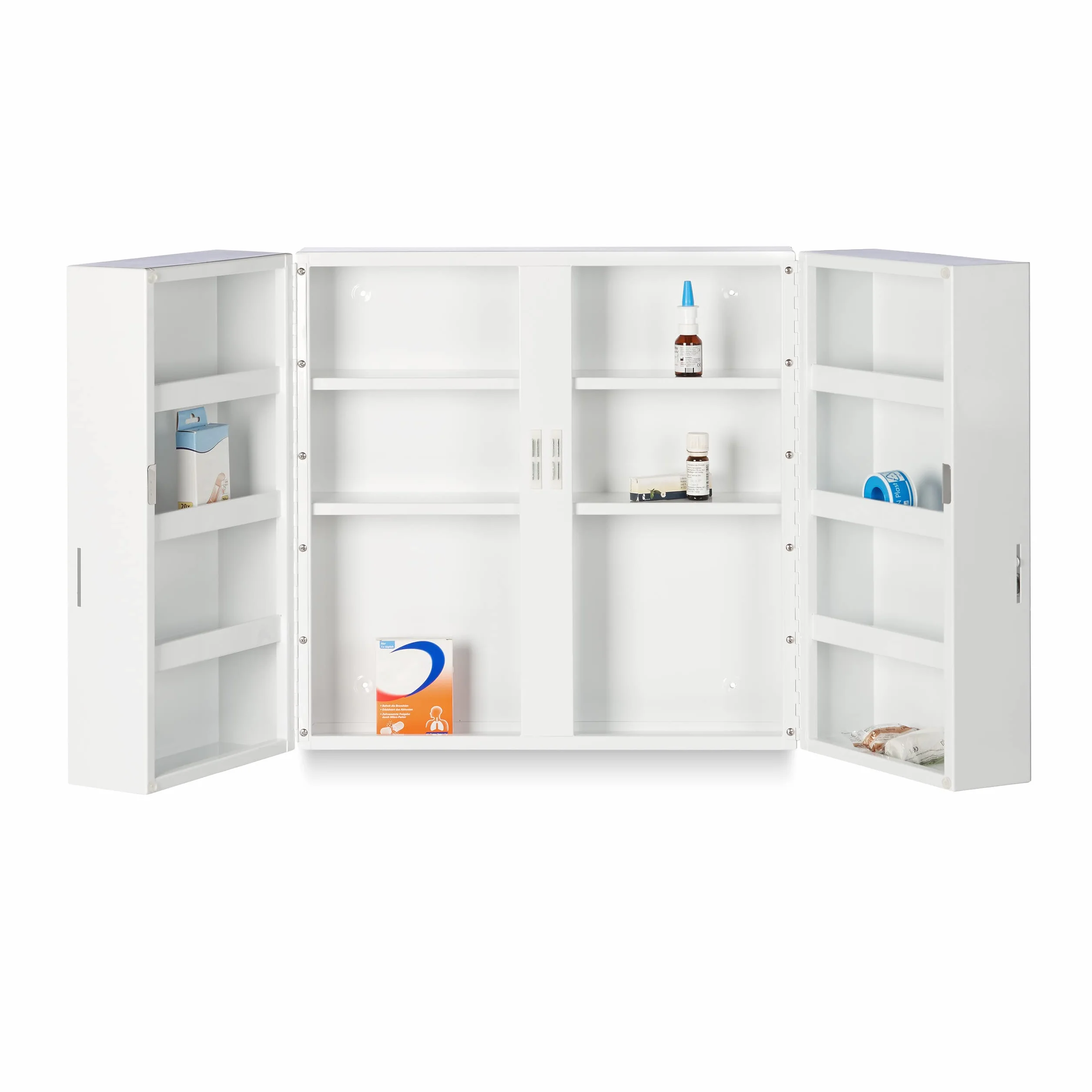 Relaxdays Armario Botiquín Acero con Cerradura 11 Compartimentos 53x53x21,5cm Blanco