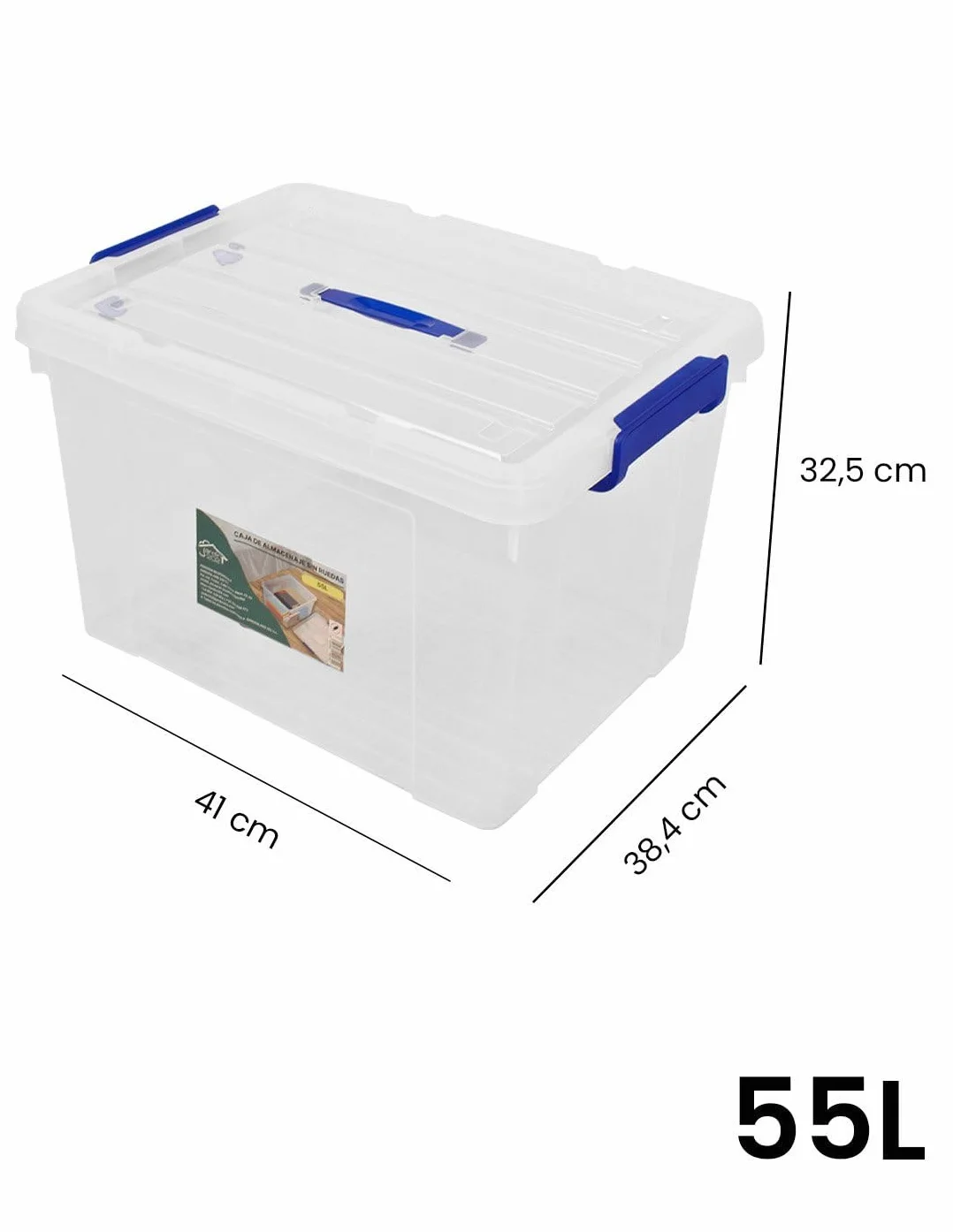 Jardin202 Cajas de Almacenamiento Transparentes con Tapa Azul 55L