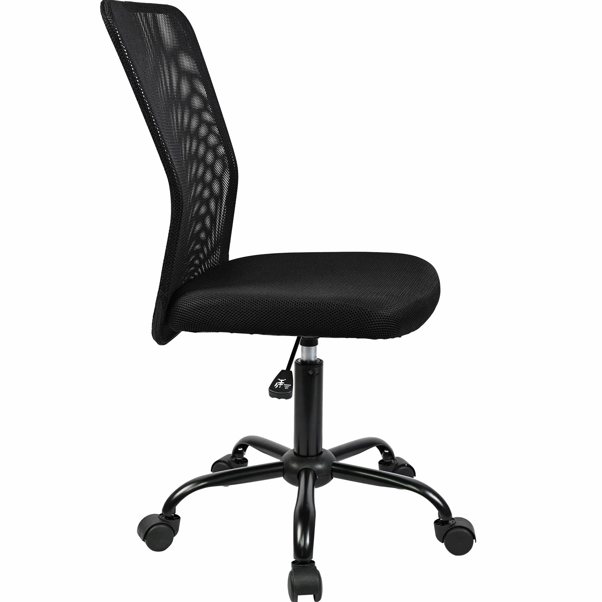 T-LoVendo Silla de Oficina Ergonómica Sin Reposabrazos Tela Transpirable con Ruedas Giratoria Negra