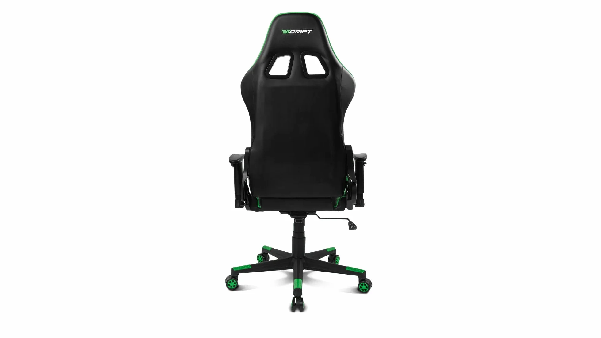 DRIFT GAMING DR175 - Silla Gaming Profesional, polipiel, reposabrazos ajustables 2D, pistón clase 4, giratoria, mecanismo de mariposa, cojín lumbar y cervical, color negro/blanco/verde