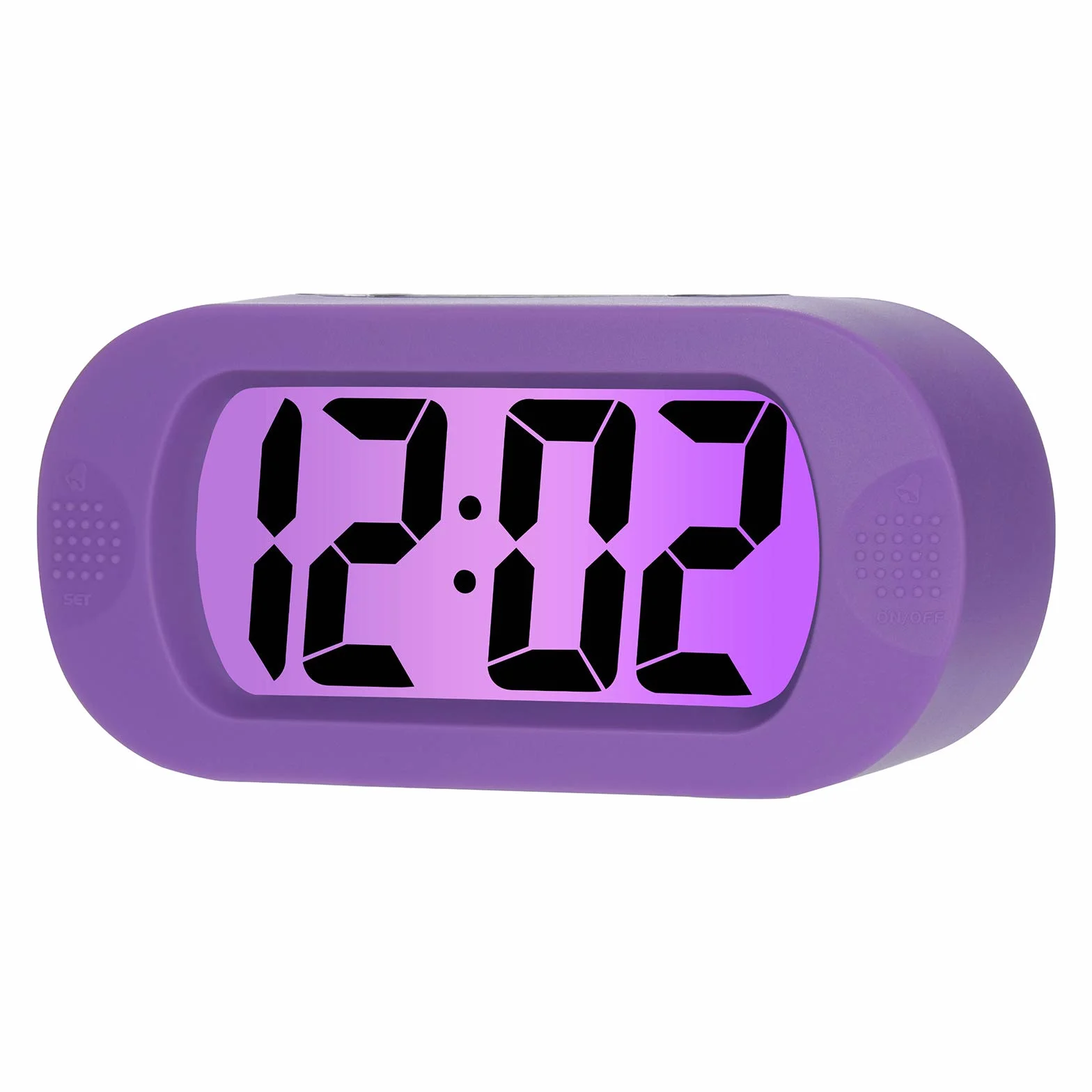 Plumeet Reloj Despertador Digital LCD Viaje, con Gran Pantalla, fácil de configurar, con Snooze y luz de Noche, Alarma con Sonido Ascendente y portátil, el Regalo Ideal para niños (Morado)