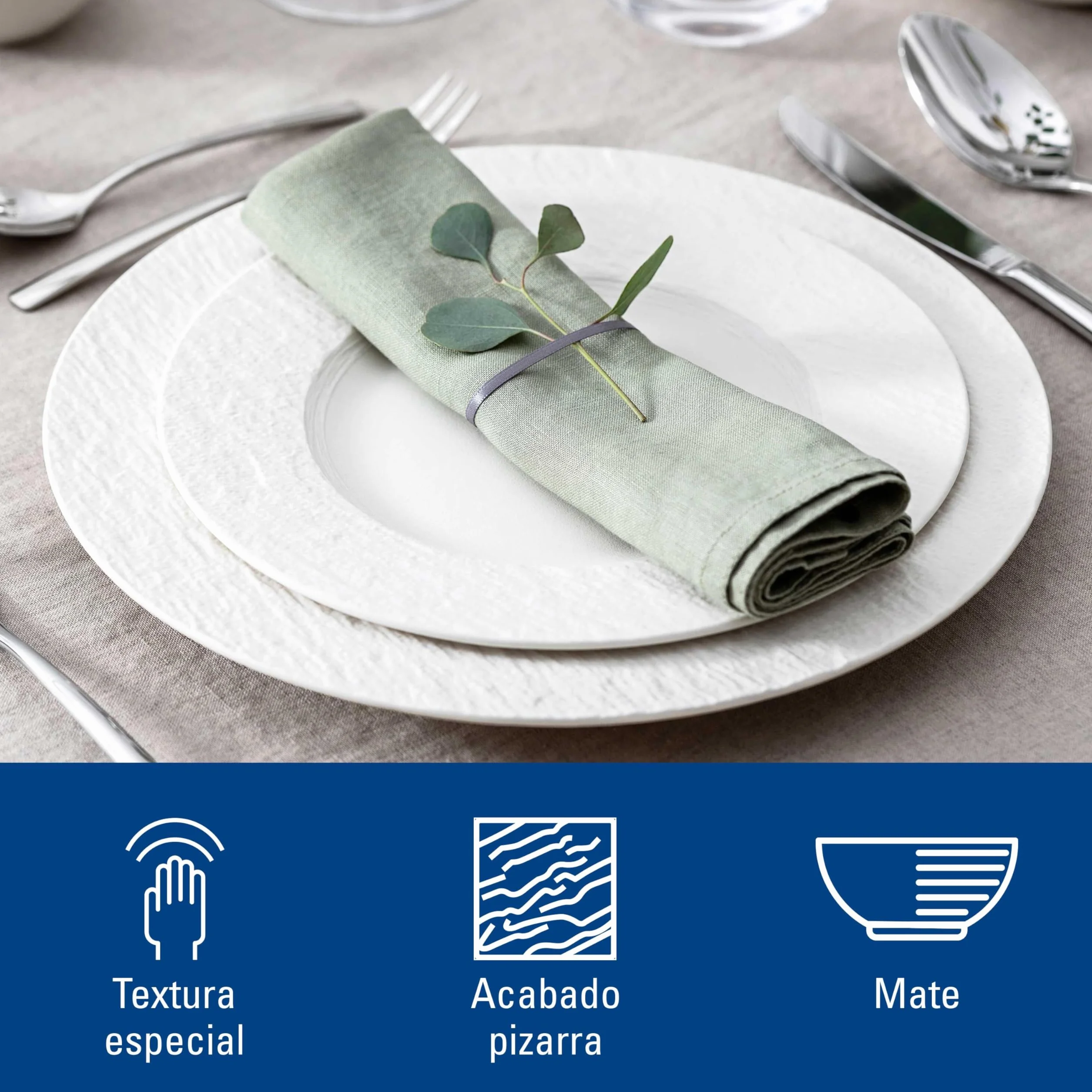 Villeroy & Boch - Manufacture Set Básico 6 Piezas Blanco, Apto para Lavavajillas, Apto para Microondas, Platos, Cuencos, Vajilla Negra, Porcelana Premium