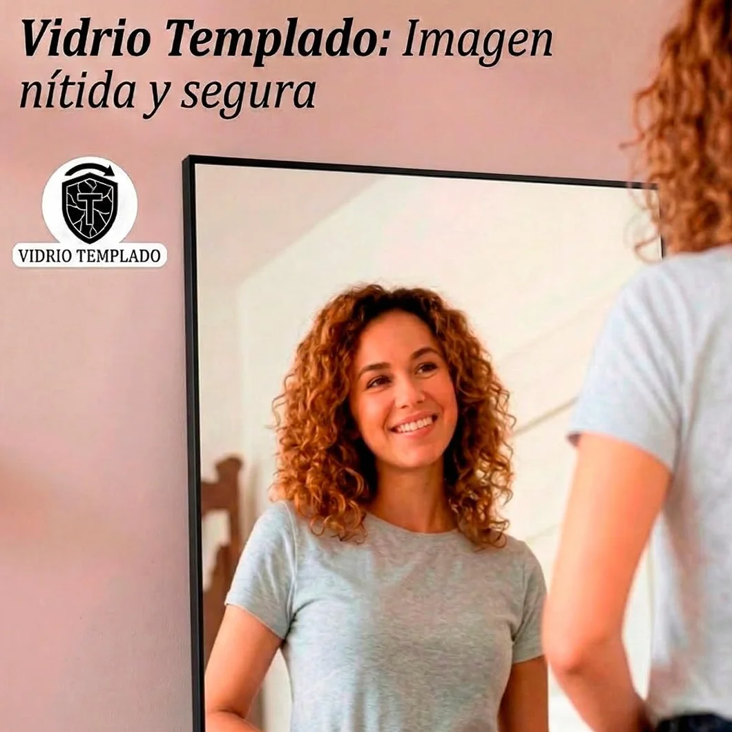 Espejo de Pie Cuerpo Entero Grande Largo Marco Aluminio Independiente Montaje Pared Apoyado Dormitorio Baño Salon