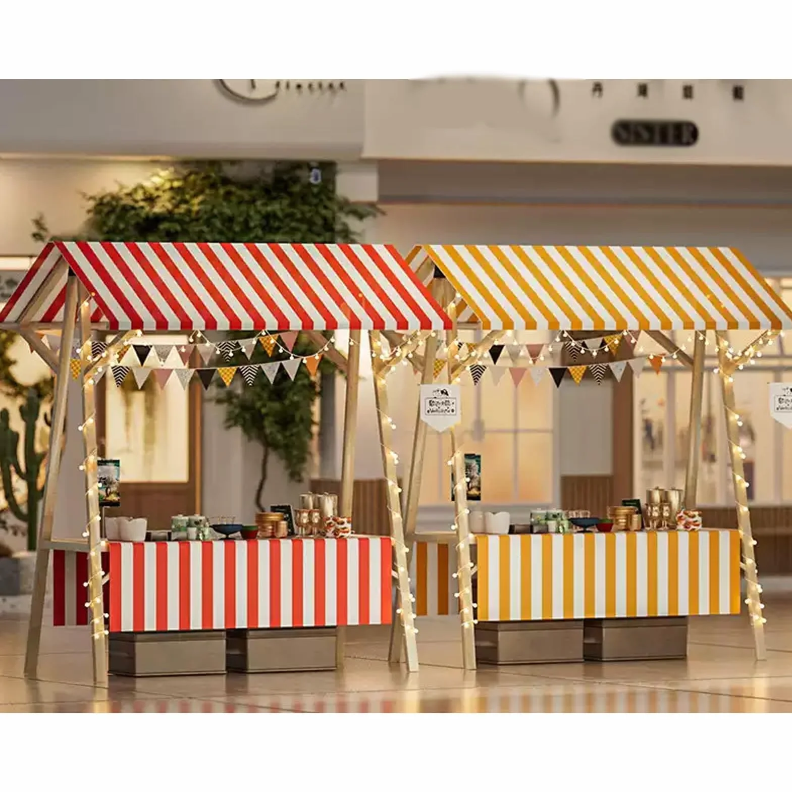 Puesto De Mercado Portátil De Madera Cubierto De Tela, Carrito Plegable para Vendedores Ambulantes con Toldo, Venta Callejera, Mercadillos(Mahjong,47.2in/120cm)
