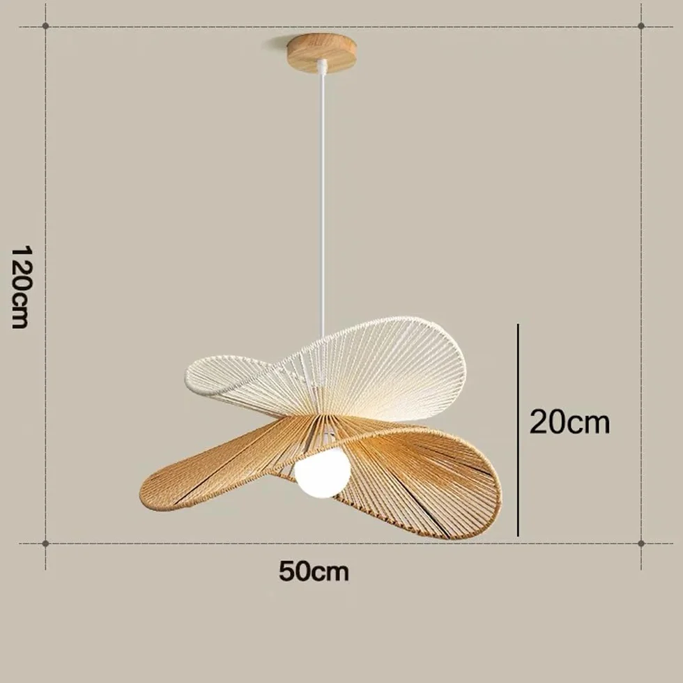 Lámpara colgante de cuerda de cáñamo de ratán costero bohemio, iluminación colgante tejida moderna, lámpara colgante de techo de mediados de siglo marrón y blanco para comedor, cocina, isla, d