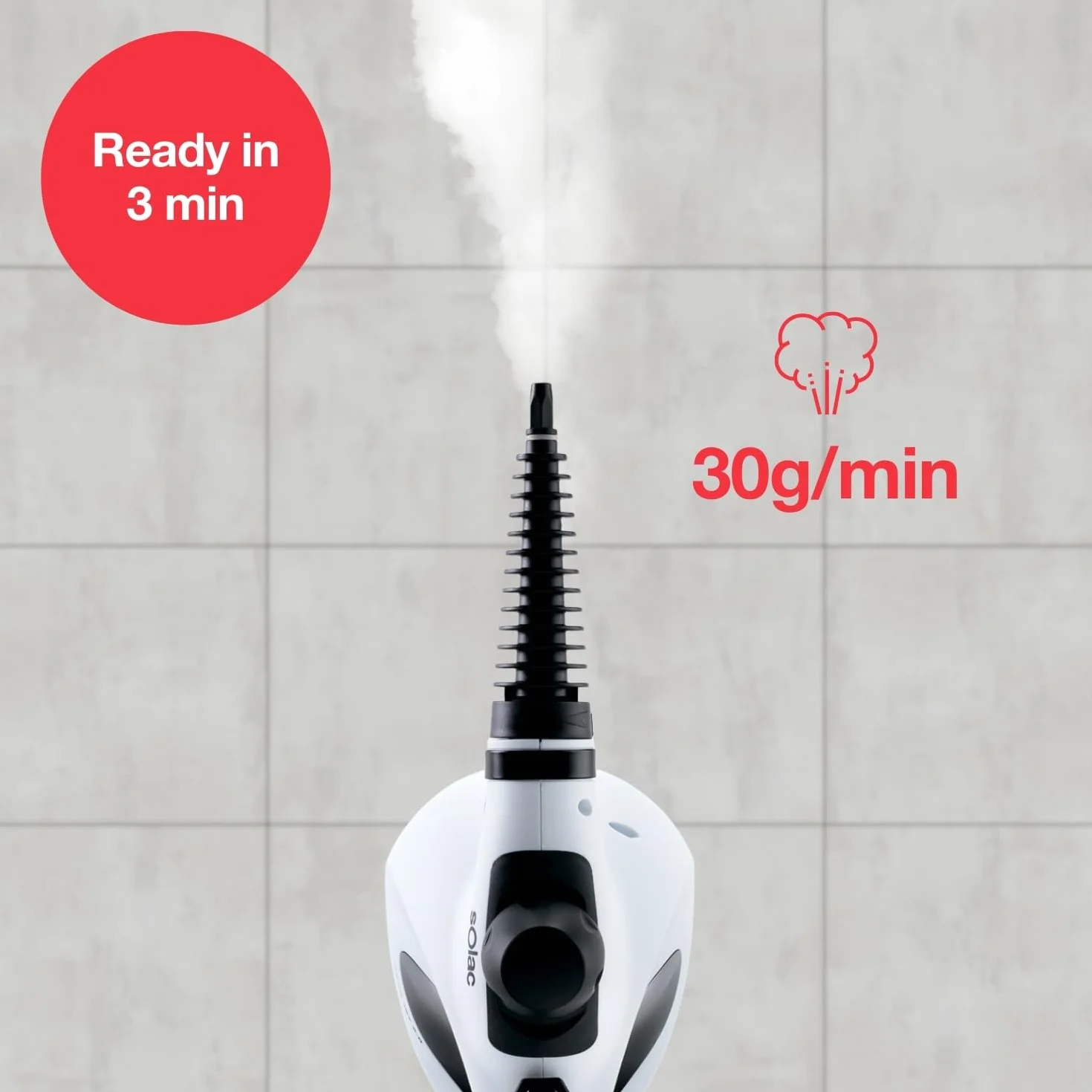 Solac Limpiador de Vapor LV1301 1050W 350ml 3m 9 Accesorios Blanco
