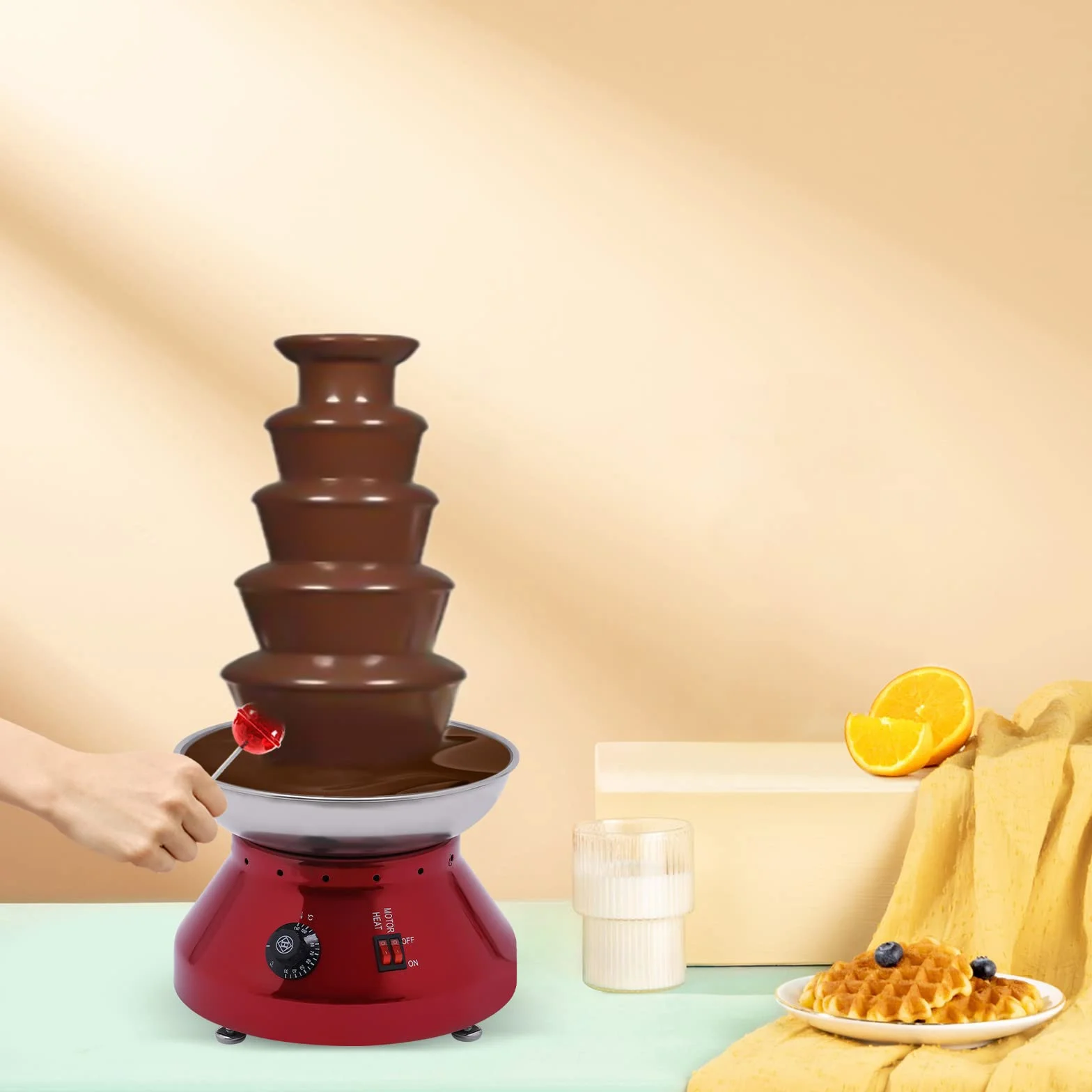 Fuente de chocolate de acero inoxidable, 230 W, 3 L, 5 etapas, con ajuste de temperatura de 30 a 110 °C, para fiestas familiares