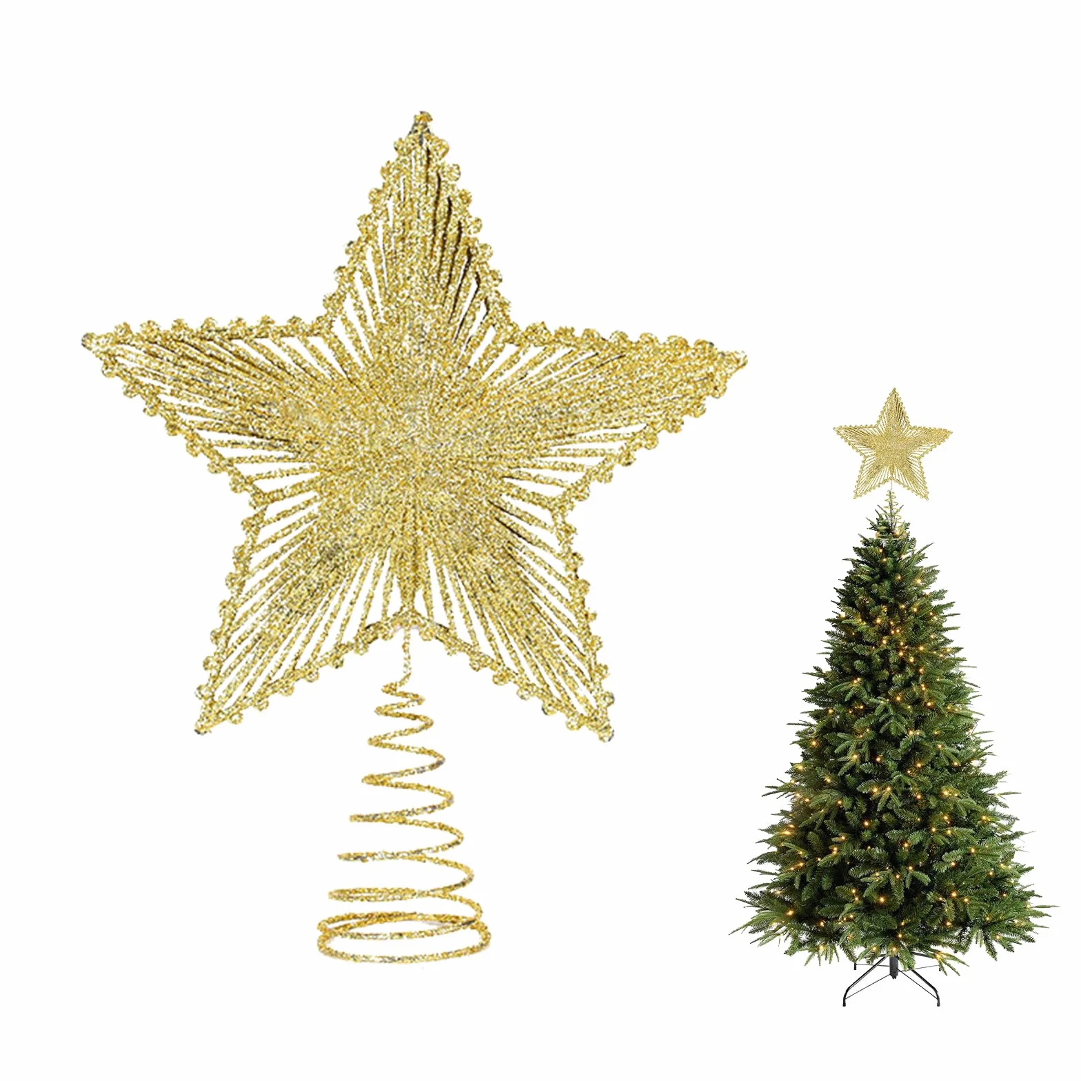 Estrella para Árbol de Navidad 23 x 20cm, Adorno Decoración Navideña