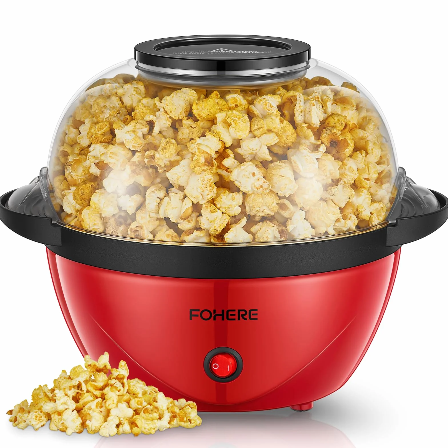 FOHERE Máquina de Palomitas Casera 3,5 Litros Antiadherente Agitación Automática