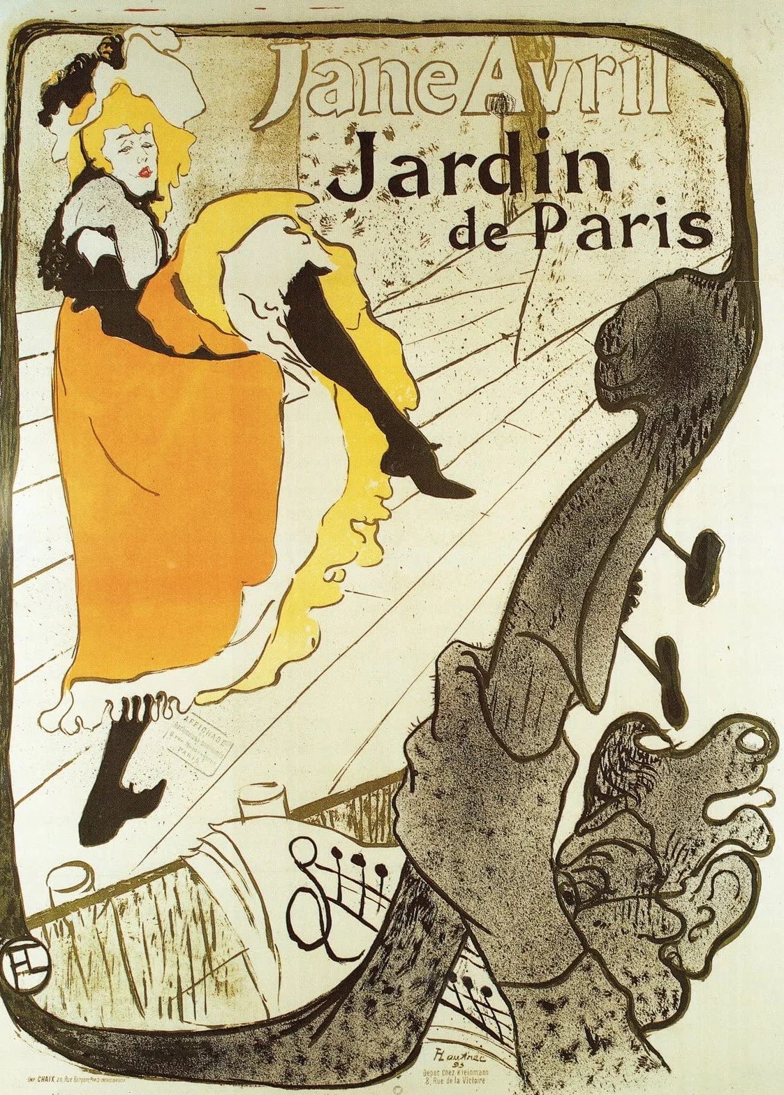 Henri de Toulouse Lautrec Jane Avril at the Jardin de Paris 1893 D13545 A2 Poster on Canva - Canvas material flat, rolled, no frame (24/16.5 inch)(59/42cm) - - BLAIRPoster - Film Movie Posters Wall