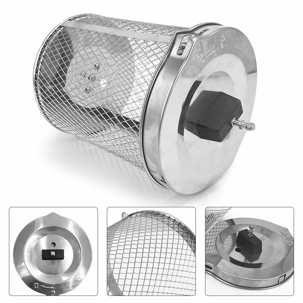 Cesta para horno de acero inoxidable, giratoria, 15 x 15 x 18 cm