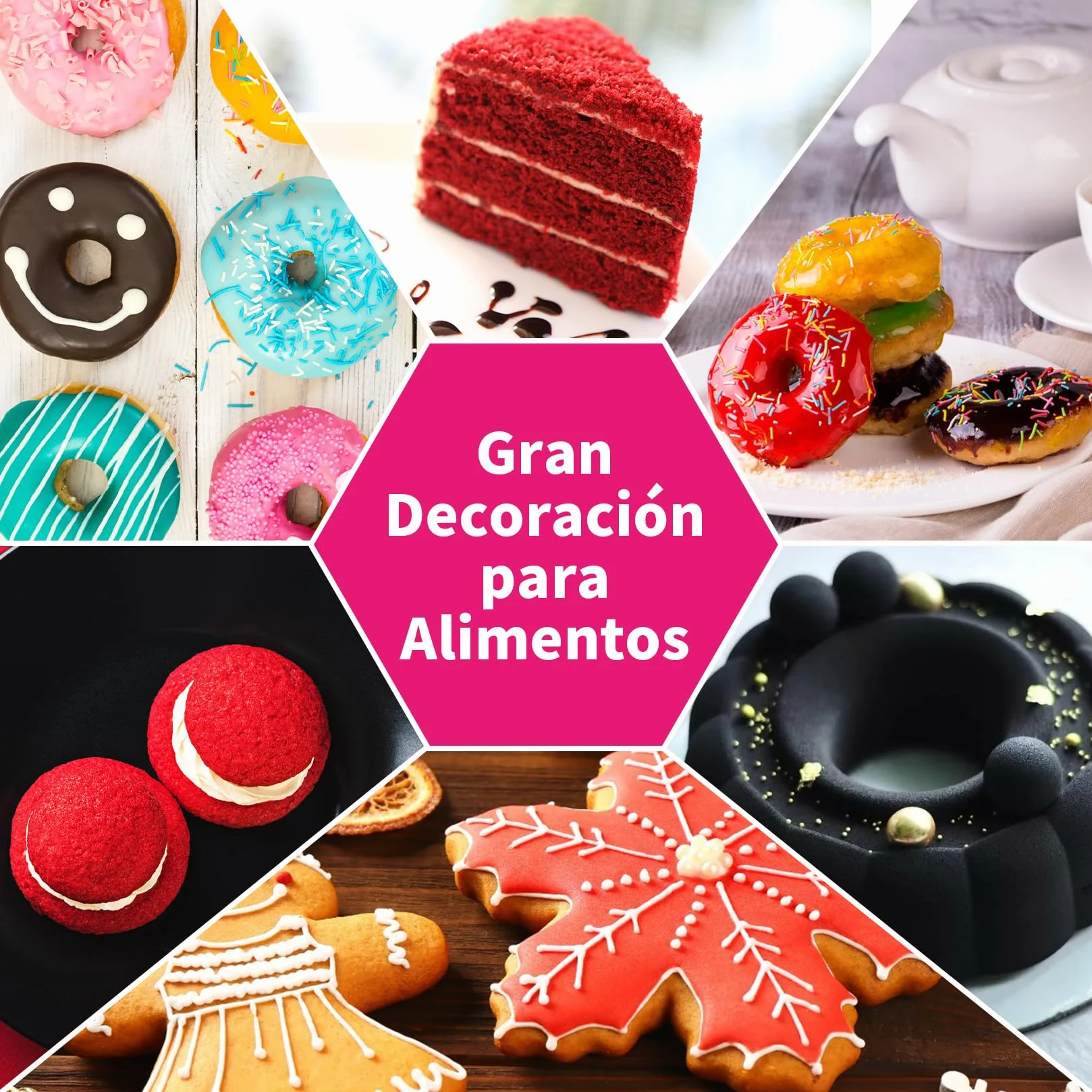 Colorante Alimentario en Polvo 2 Colores Ultra Alta Concentración Reposteria Soluble en Agua Rojo y Negro 5 g