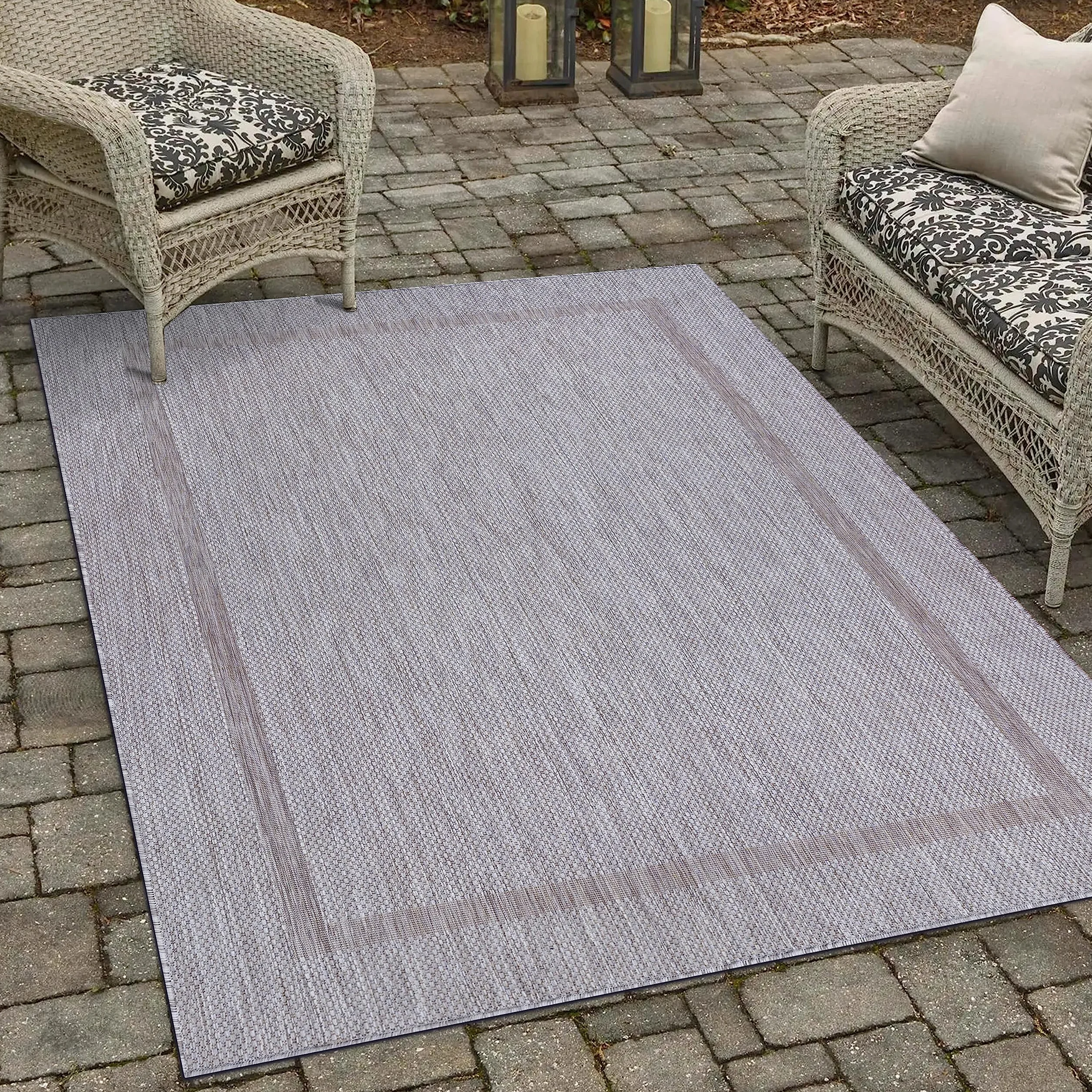 SIMPEX Alfombra de Exterior, Unicolor - Monocromo, Alfombra Color Plata, 240 x 340 cm, Alfombras de Estilo Moderno, Cocina, balcón, terraza, jardín, Picnic