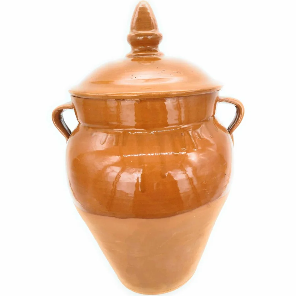 Tinaja de barro para aceitunas con tapa 18l. 55cm.