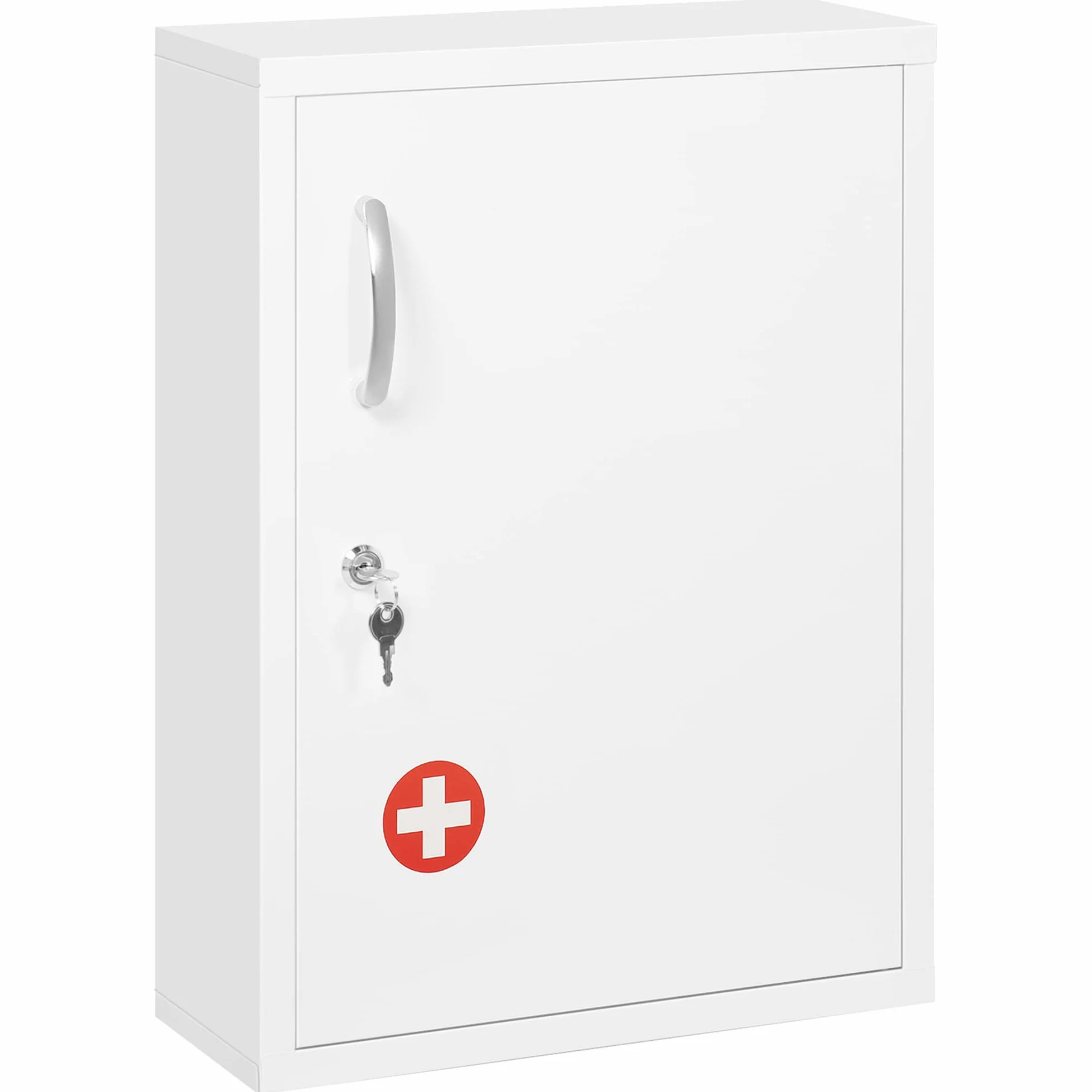 Kleankin Botiquín de Pared de Acero 3 Niveles Armario con Cerradura 40x15x53,5 cm Blanco