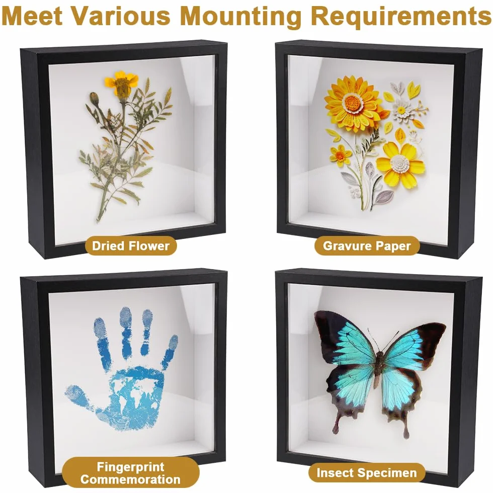 Minxulan Marcos con Profundidad, 22 X 22 Cm Marco 3D para Rellenar Cuadrado Caja de Sombras Expositor para Medallas, Recuerdos Florales, Fotos, Objetos Conmemorativos