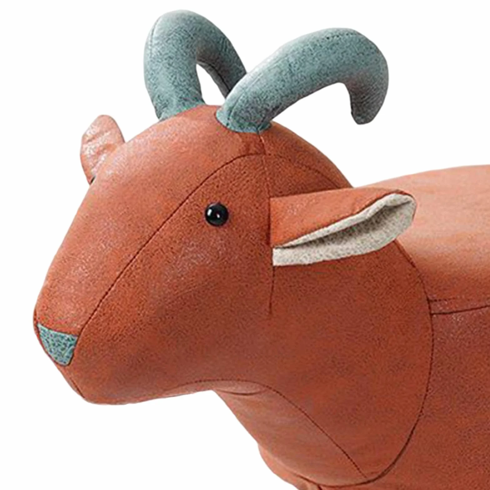Perfk Madera Reposapiés Otomano Animal Portátil Multifuncional Taburete de Té Cabra Roja