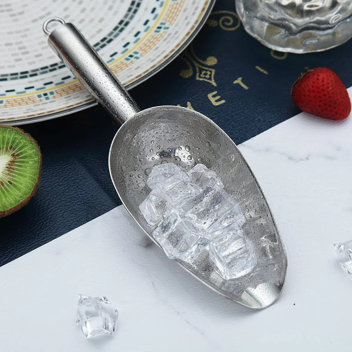 Berglander cuchara de hielo 6 oz paleta metal para máquina de hielo multiusos