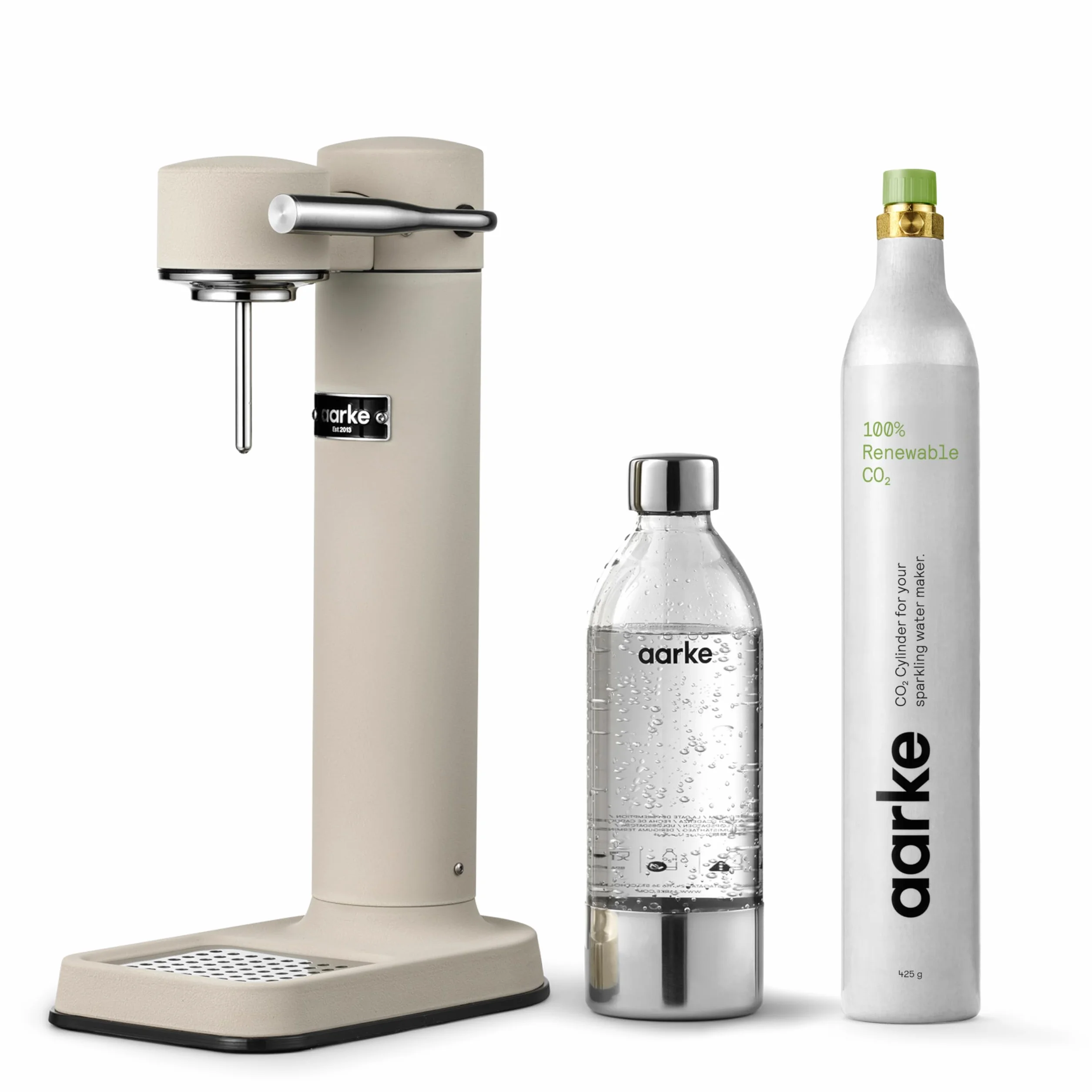 Aarke Carbonator 3 fabricante de agua con gas acero inoxidable acabado arena 60 litros CO2