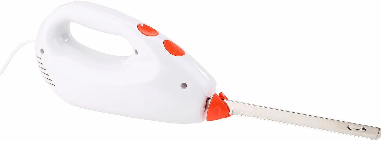 Rosenstein & Söhne Cuchillos eléctricos - cuchillo eléctrico: cuchillo eléctrico, 2 cuchillas dobles de acero inoxidable, sistema de seguridad (cocina, para carne, profesional)