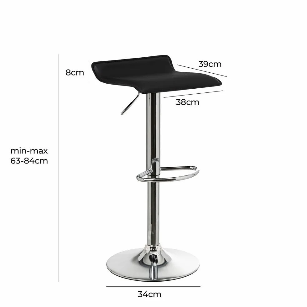Taburete de Cocina Giratorio 360° Regulable Altura 63-84 cm Metal Negro