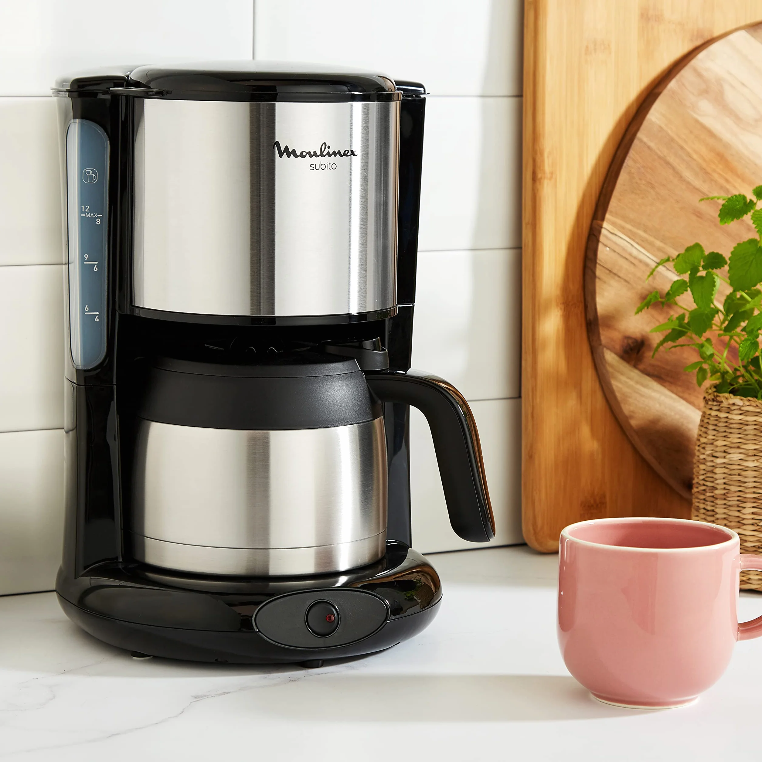 Moulinex FT360811 - Cafetera de goteo, 850 W, 0.9 L, de café molido, acero inoxidable, negro