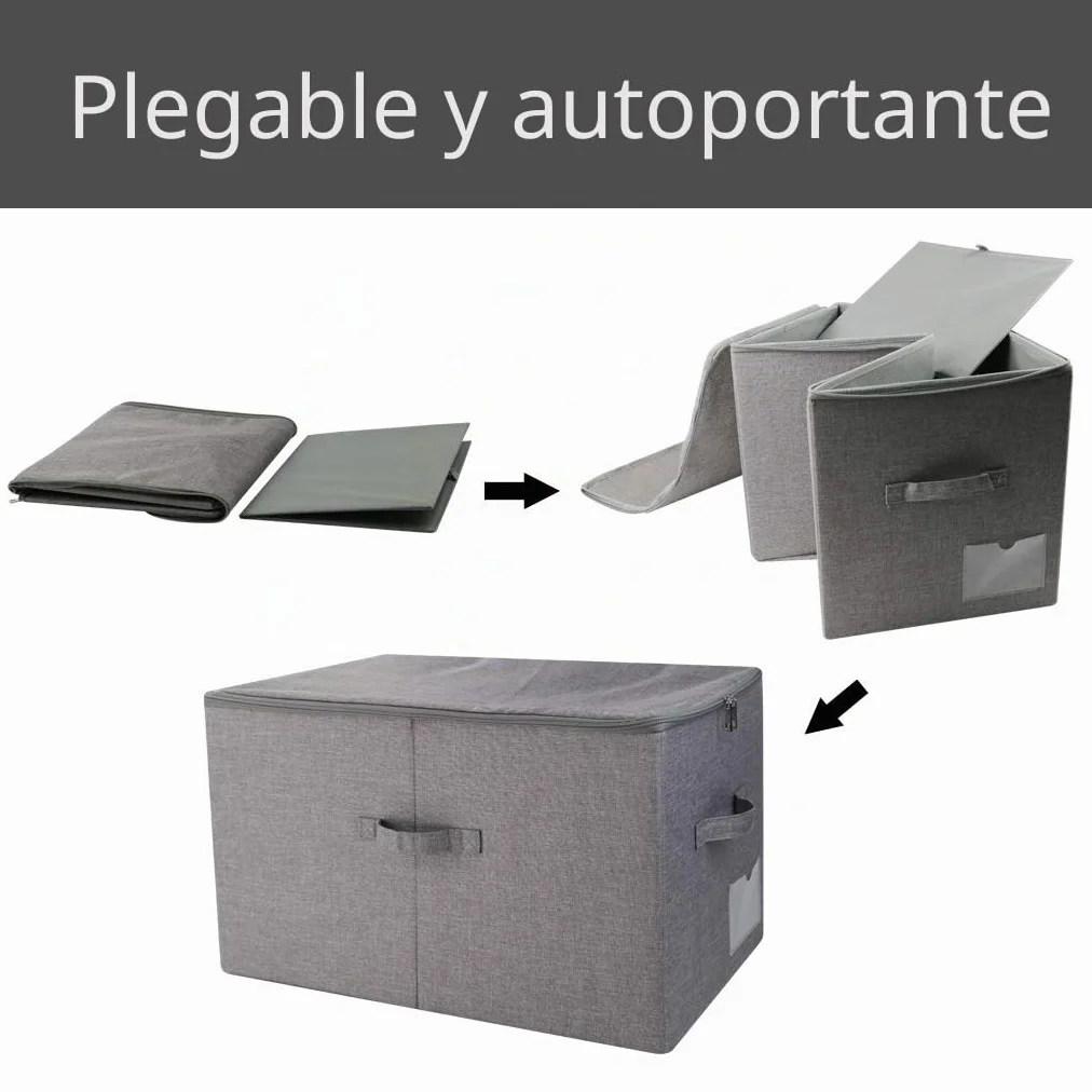 iwill CREATE PRO 56x32x33 cm cesta de almacenamiento plegable grande para armario con tapa lavable beige