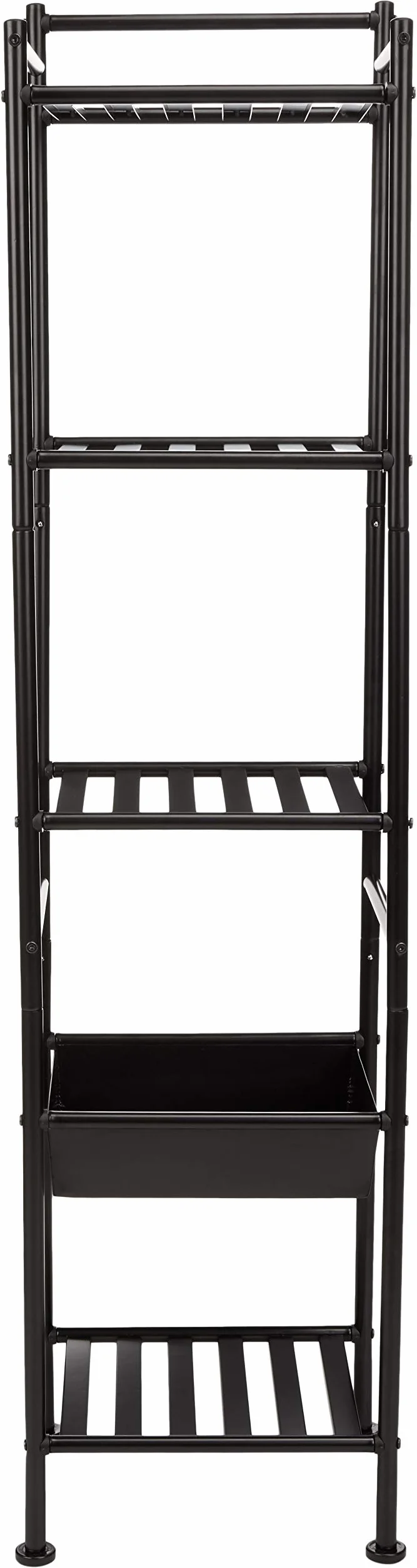 Amazon Basics Estante con cesta, 5 niveles, 28.5 x 34.49 x 140.28 cm, Negro