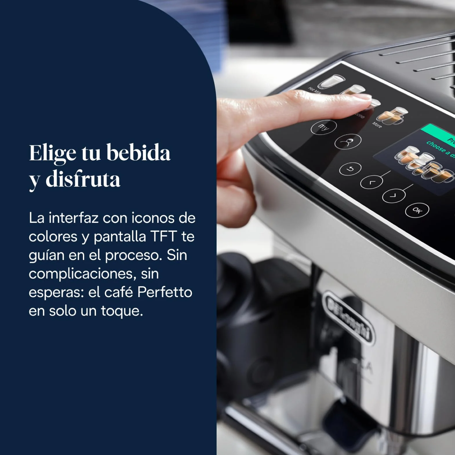De’Longhi Magnifica Evo Next – Perfetto Cafetera Superautomática, LatteCrema Jarra de leche automática, 13 Bebidas One-Touch, Pantalla Táctil a Color,Plata y Negro (ECAM312.80.SB)
