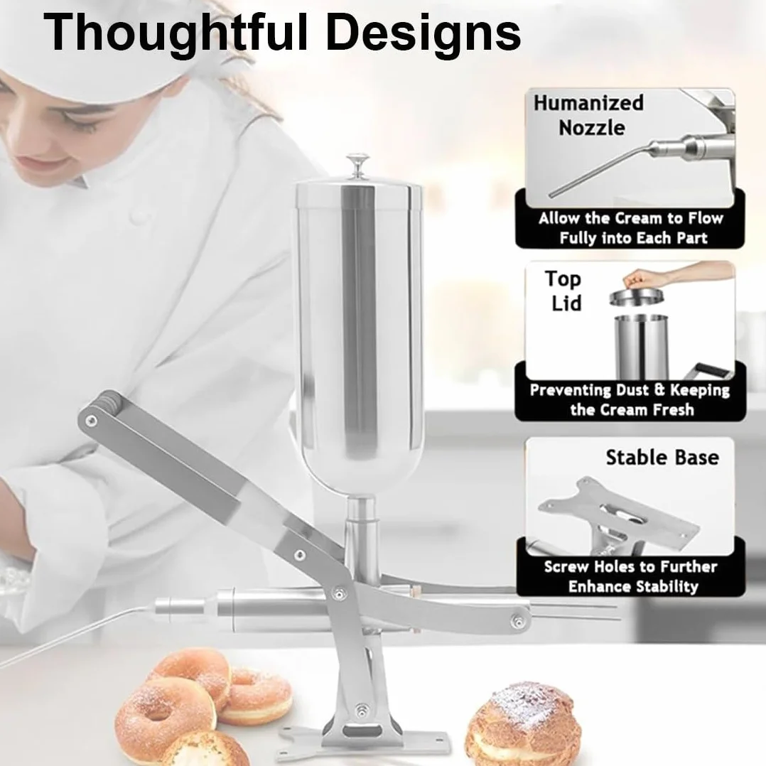 Máquina Rellenadora de Churros Manual 5 litros - Inyector Profesional para Crema, Mermelada y Chocolate | Acero Inoxidable con 4 Boquillas, Precisión ±1g Equipamiento para Pastelerías