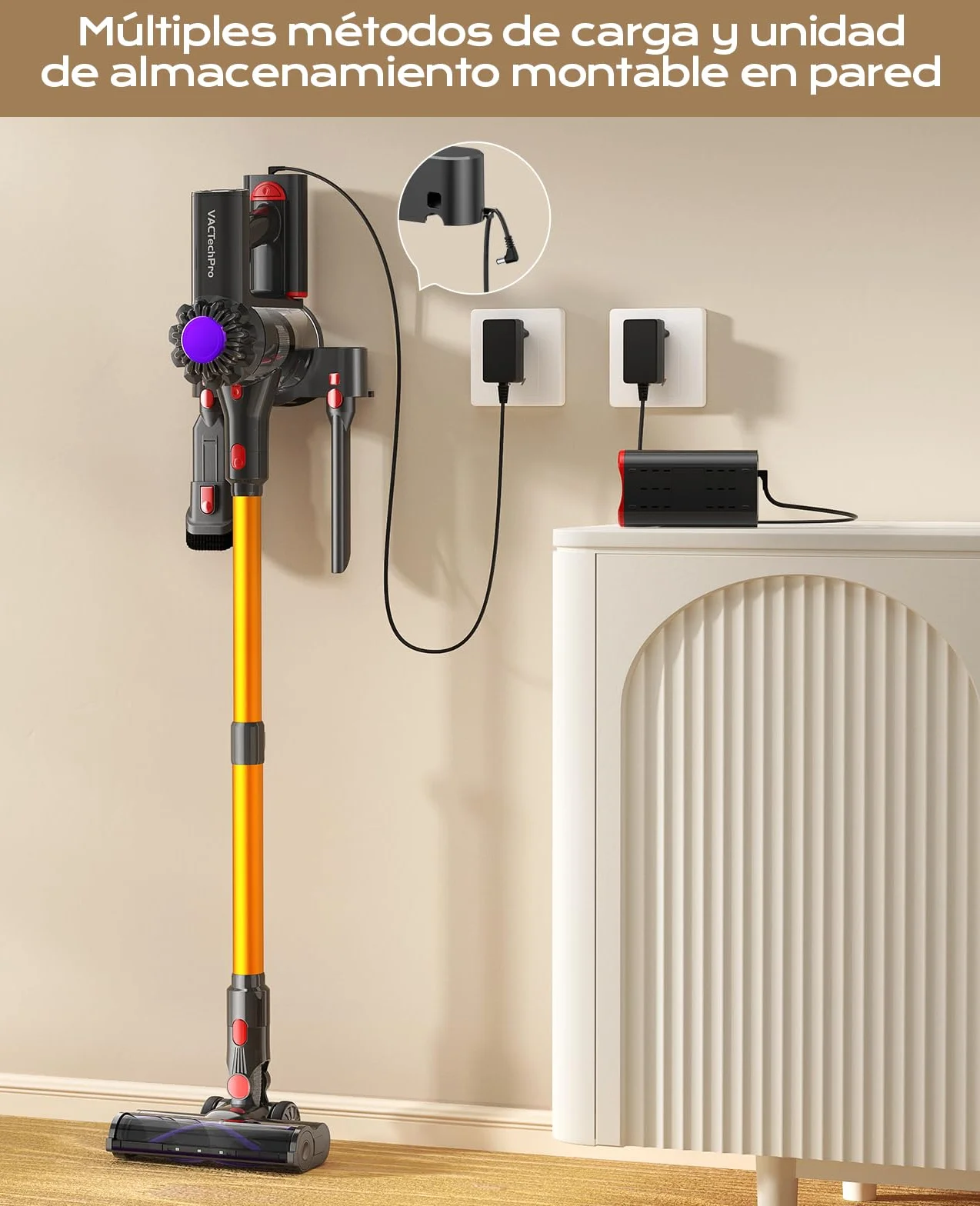 Aspiradora sin Cable 35kPa 6 en 1 Inalámbrica 35minutos Batería Extraíble para Pelo de Mascota Alfombra Suelo Duro