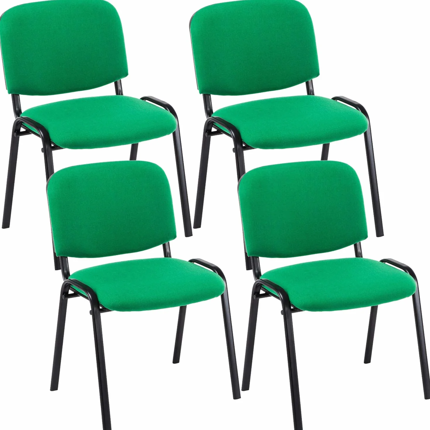 CLP Set De 4 Sillas De Reuniones Ken En Tela I Pack De 4 Sillas De Conferencia con Base De Metal I 4 Sillas Confidentes Apilables I Color:, Color:Verde Claro