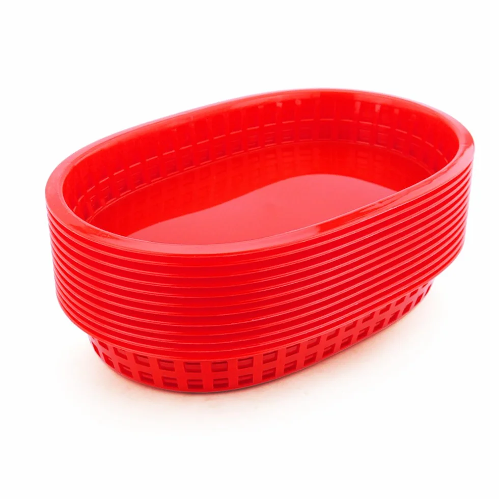 New Star 44065 Fast Food Baskets, 10.5 by 7-Inch, Red, Set of 12