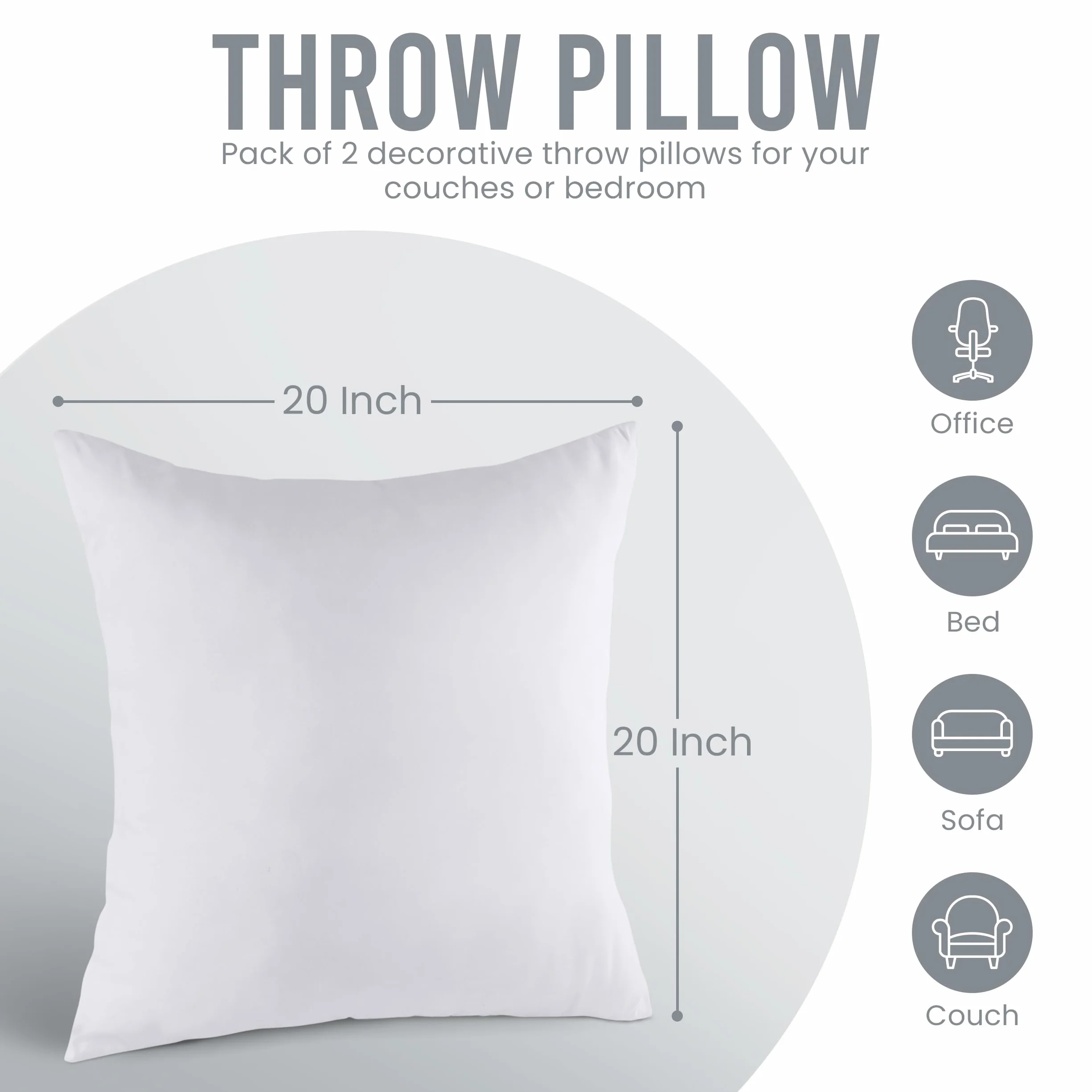 Utopia Bedding Relleno de Cojín 50 x 50 cm 2 Unidades Fibra Virgen Siliconada Almohadas de Sofá Blanco