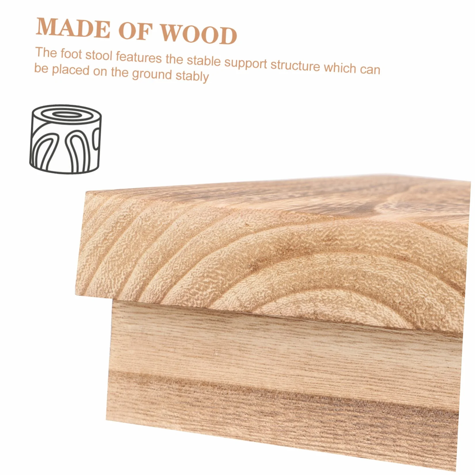 Taburete Pequeño de Madera de Paulownia 34x20x22 cm Reposapiés Ergonómico Portátil