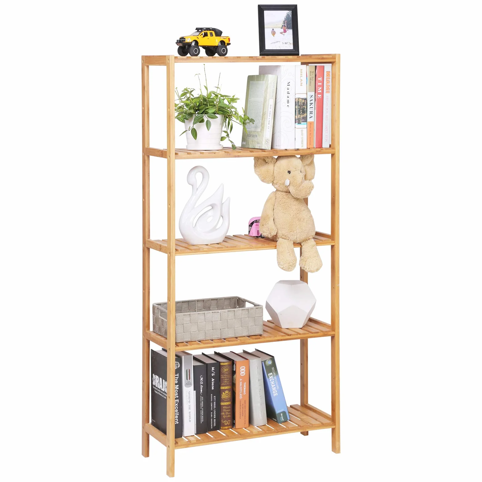 SONGMICS Estantería de bambú 130 x 60 x 26 cm BCB35Y Organizador para baño