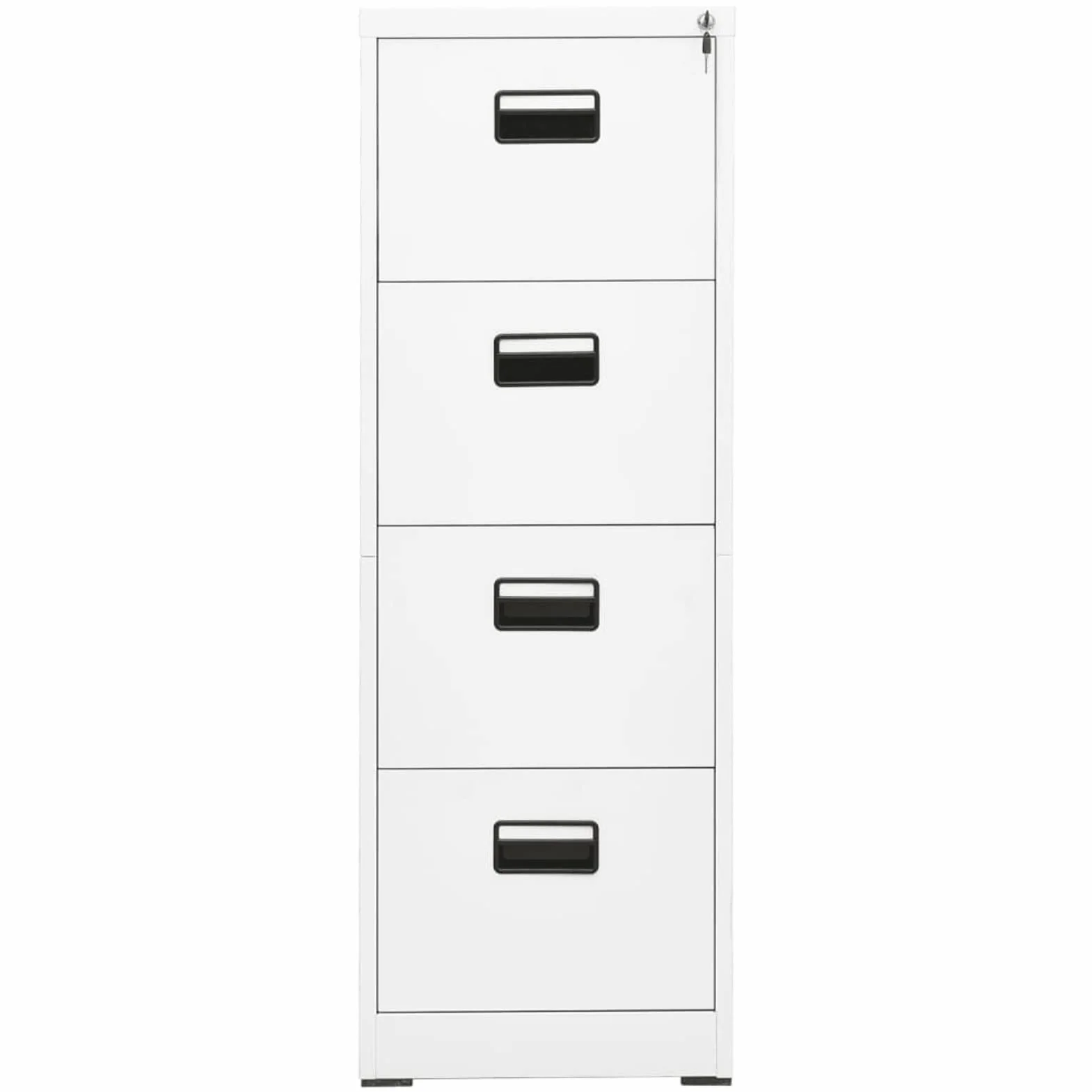 Armario Archivador Armarios Metalico Archivador Oficina de Acero Cajonera Oficina en Color Blanco con 4 Cajones y Cerradura .46 x 62 x 133 cm
