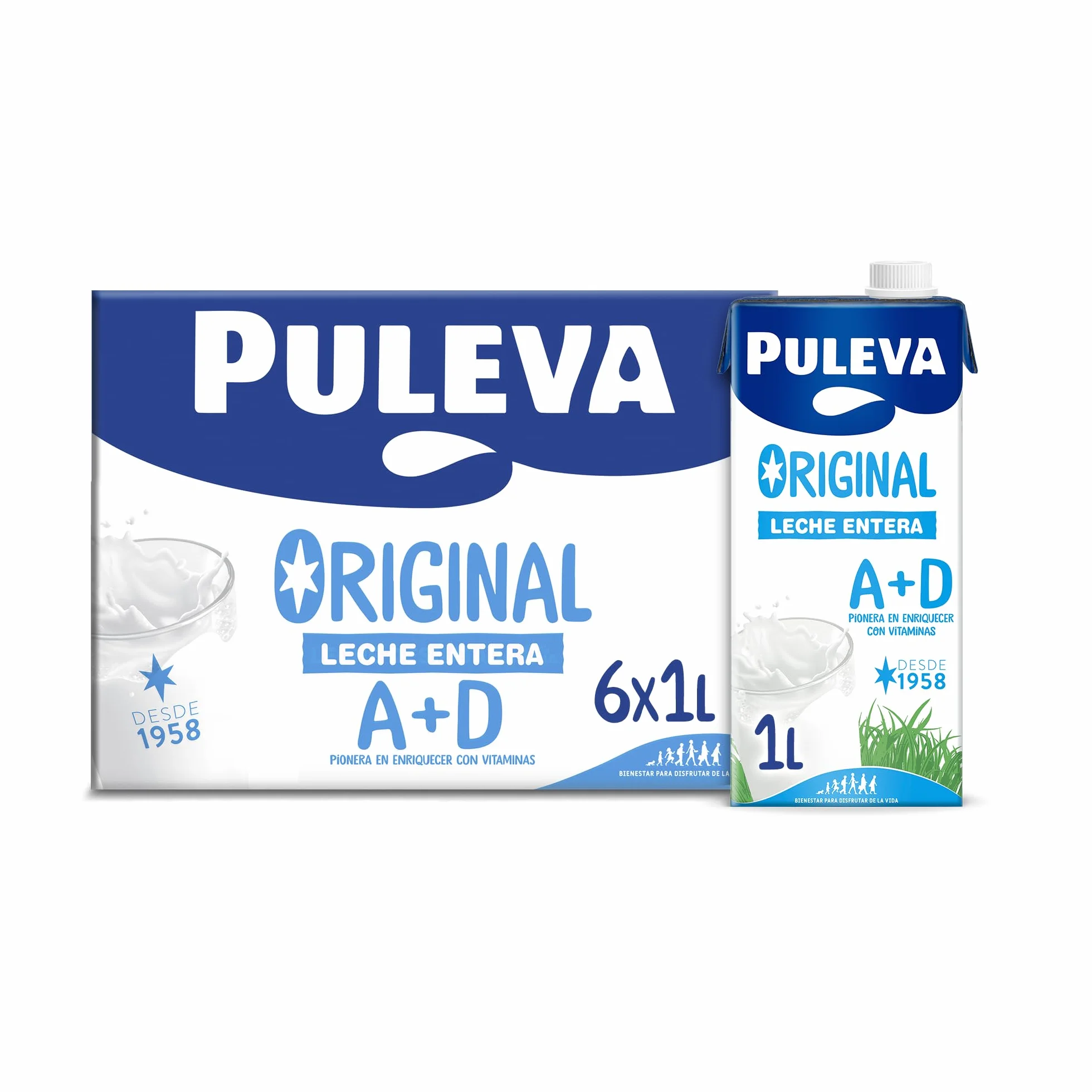 PULEVA Leche UHT Entera Slim Pack 6 x 1L