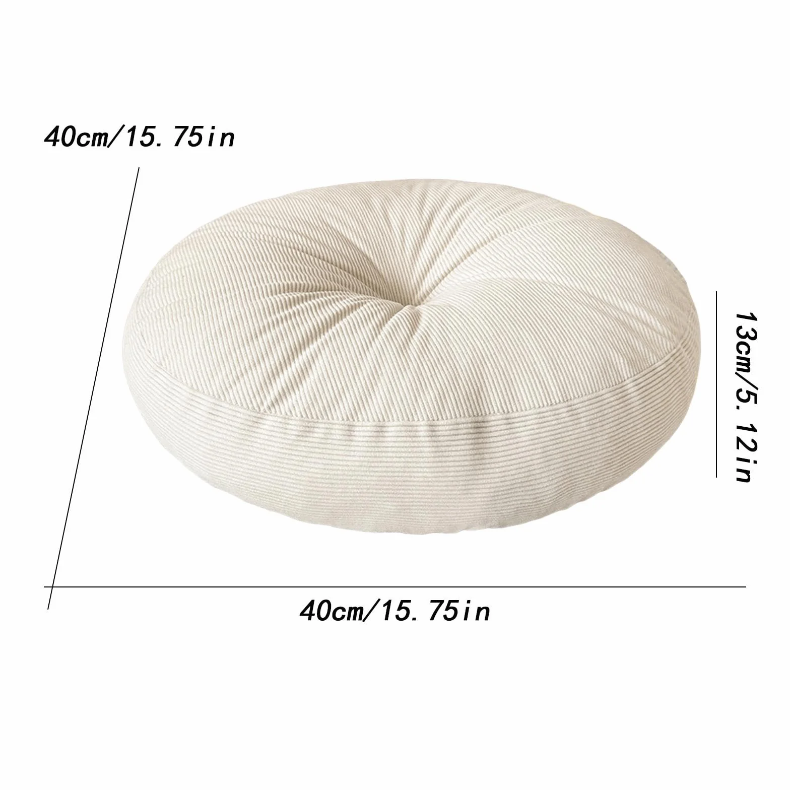 Milageto Cojín de Suelo Redondo para Meditación, Asiento Suave Grande, Beige