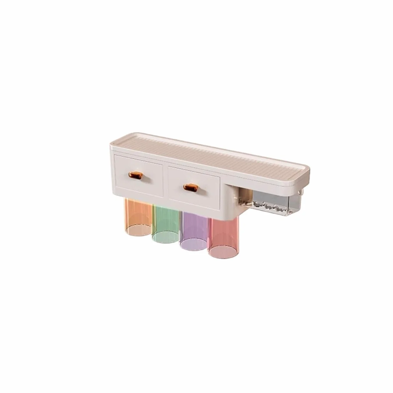Soporte para cepillos de Dientes Soporte magnético para cepillos de Dientes para baño Soporte para cepillos de Dientes montado en la Pared Blanco con Estante de Almacenamiento(A L41.5cm)
