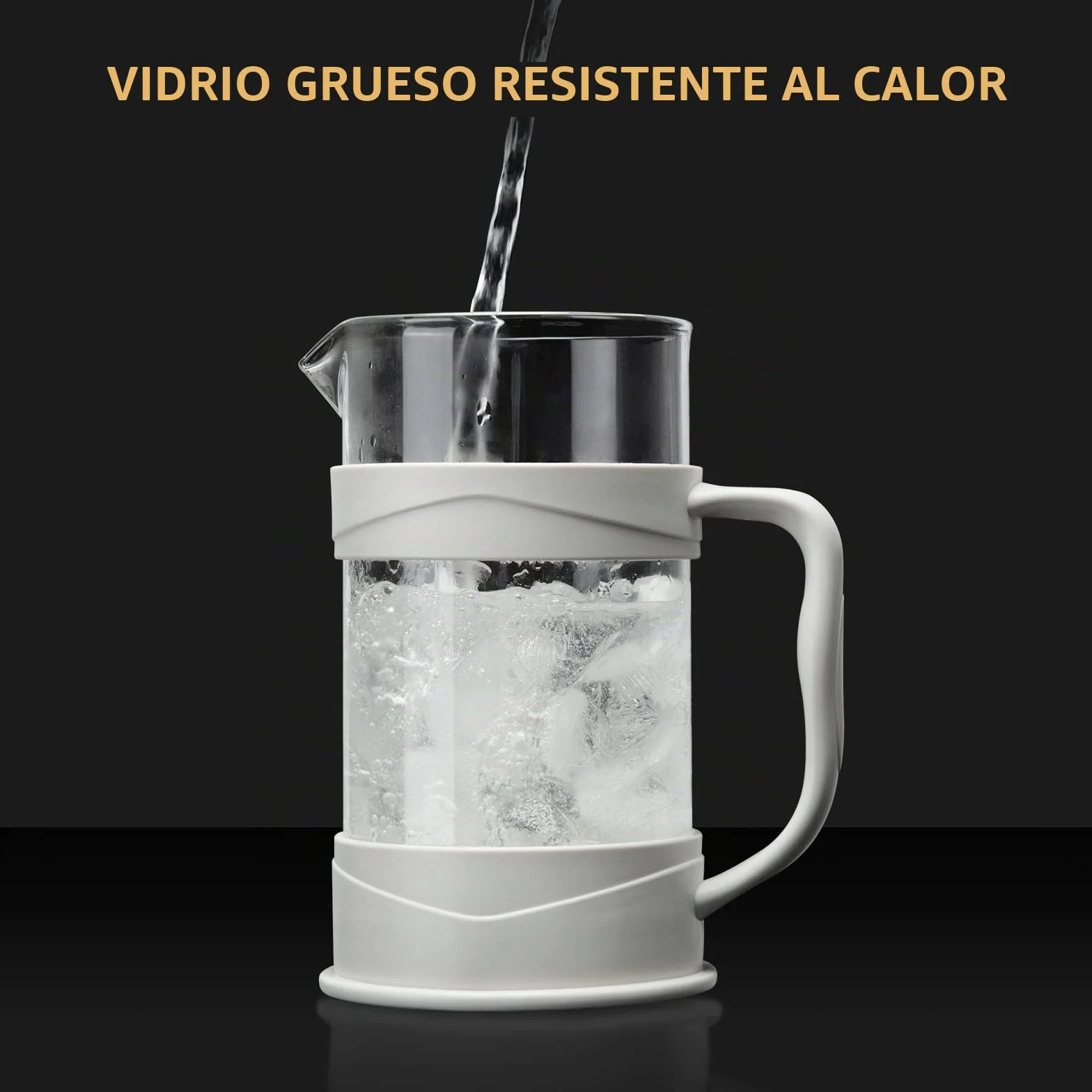 ParaCity Cafetera Francesa/Prensa Francesa, French Press de filtro de acero inoxidable 304 y vidrio resistente al calor, cafetera embolo de 350ML para viajes y regalo en el hogar (blanco)