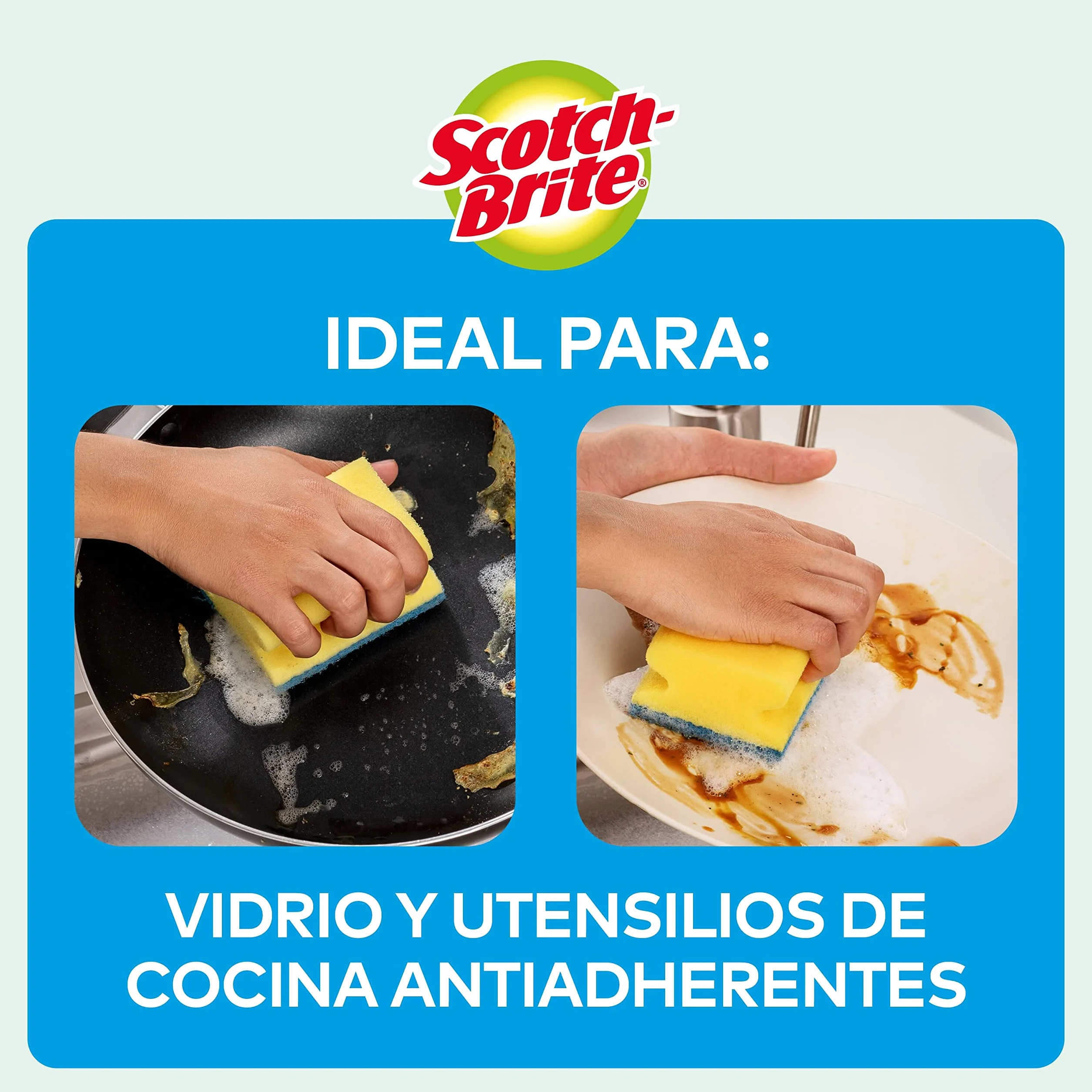Scotch-Brite Estropajo para fregar sin rayar 12 esponjas paquete para cristal y cocina antiadherentes