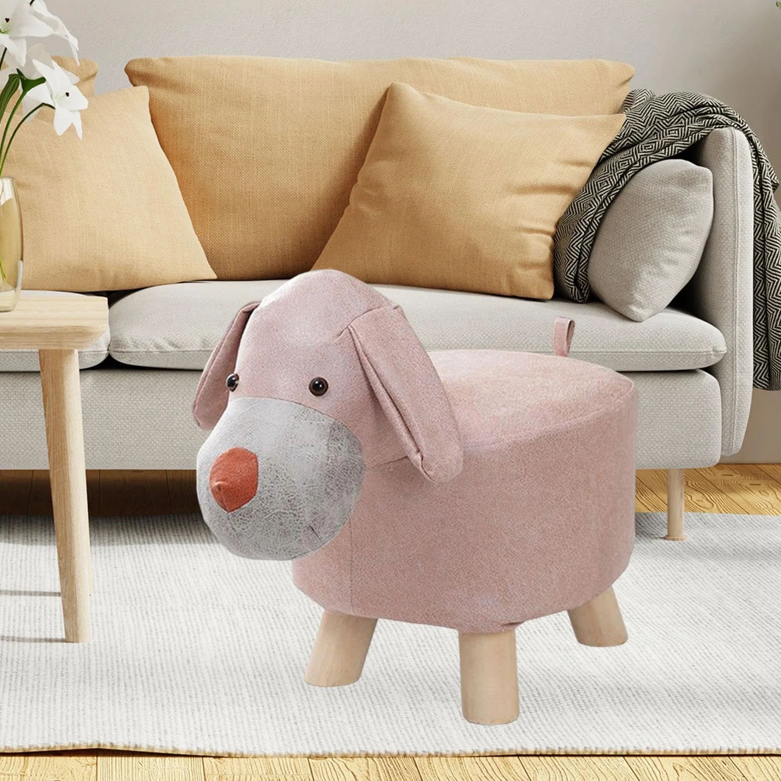 Taburete para Animales Perro Rosa Otomano Sofá Interior Exterior